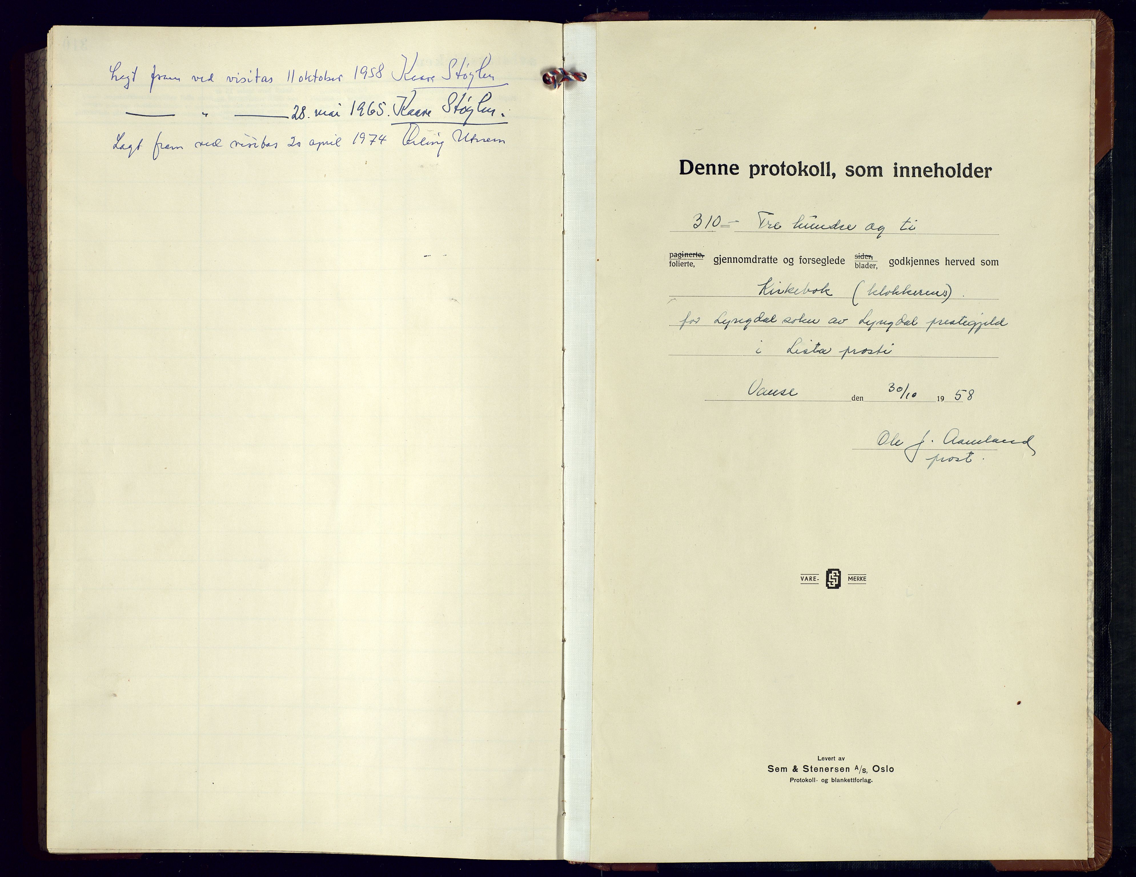 Lyngdal sokneprestkontor, SAK/1111-0029/F/Fb/Fbc/L0008: Parish register (copy) no. B 8, 1952-1977