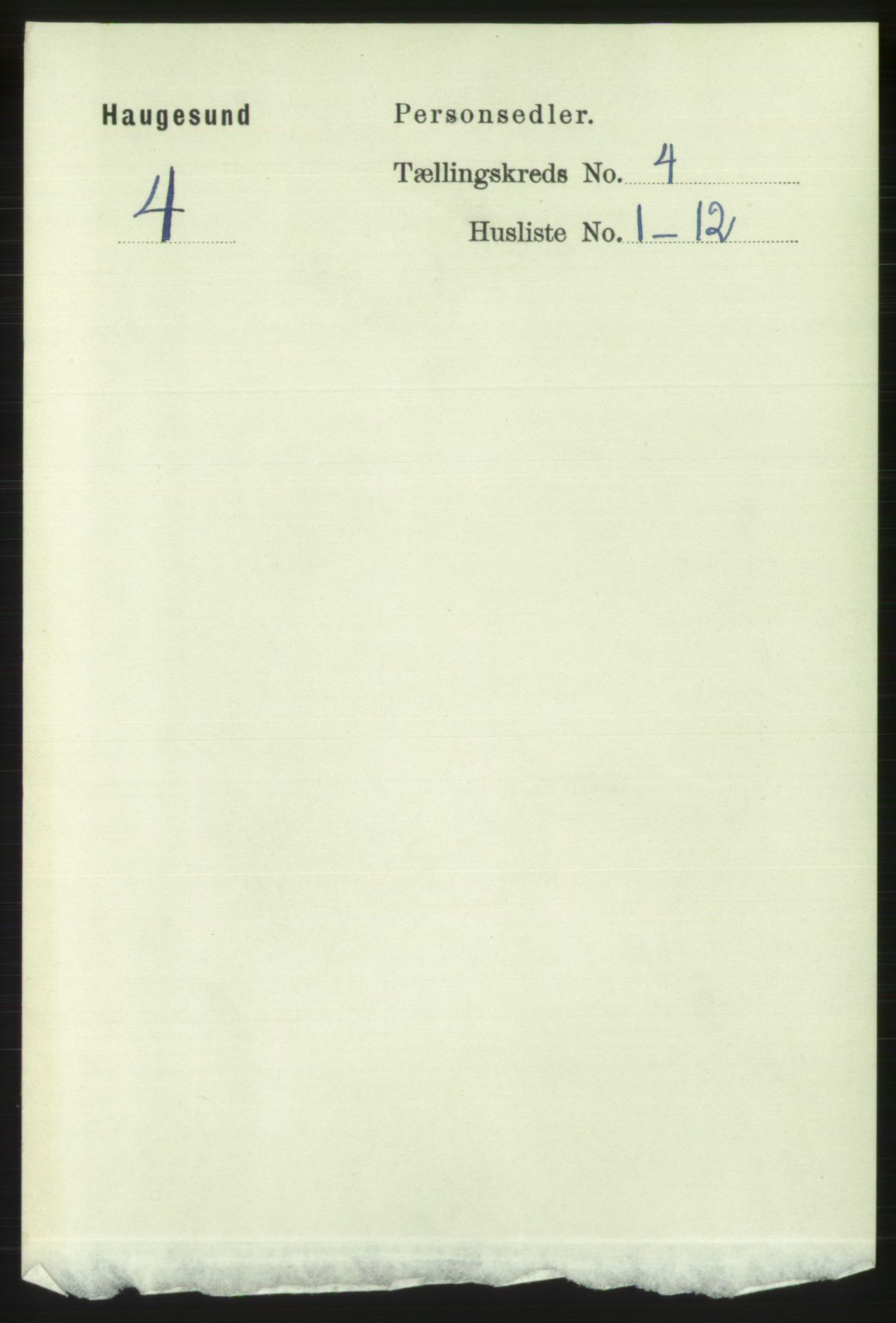 RA, 1891 census for 1106 Haugesund, 1891, p. 1154