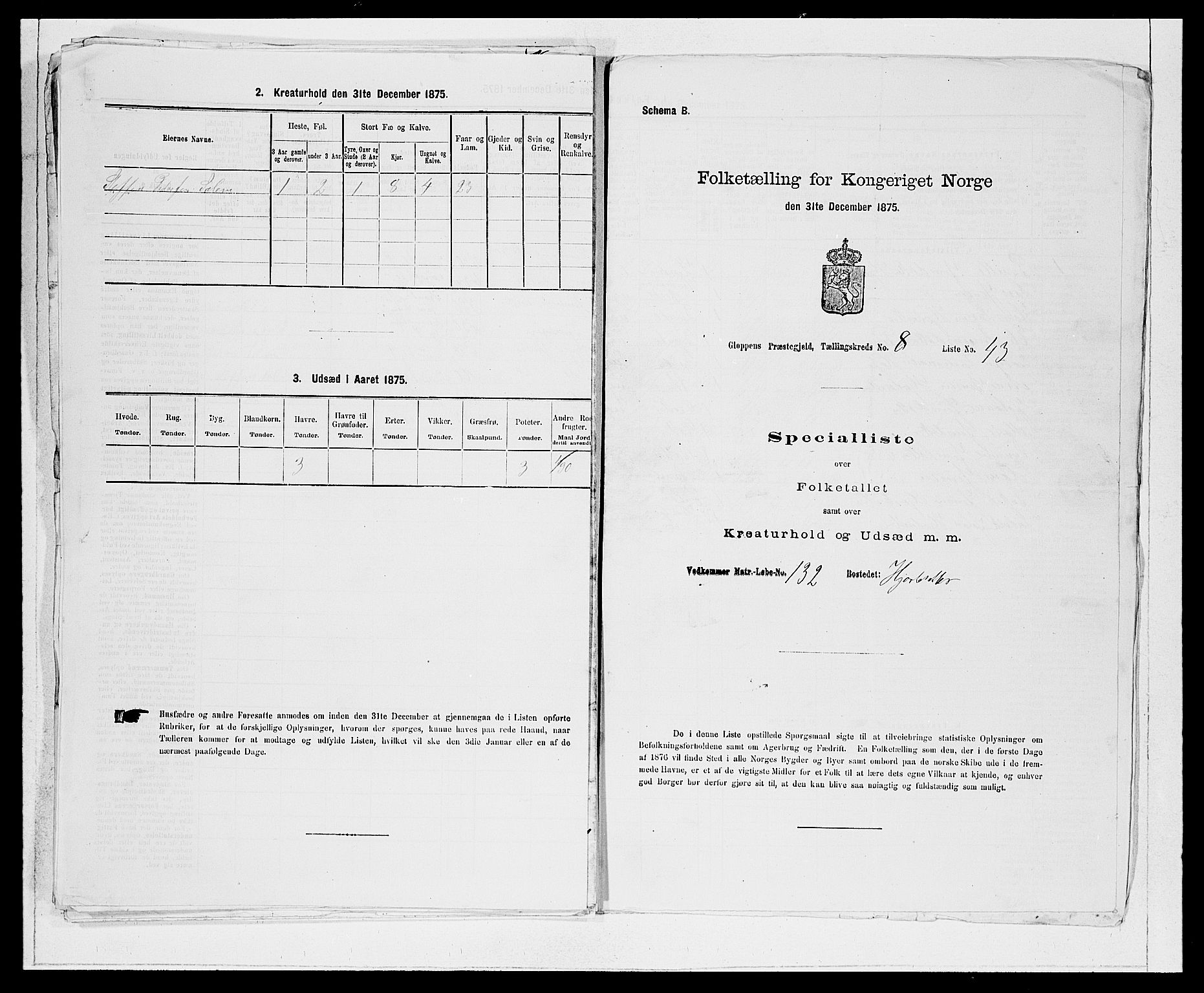 SAB, 1875 Census for 1445P Gloppen, 1875, p. 943