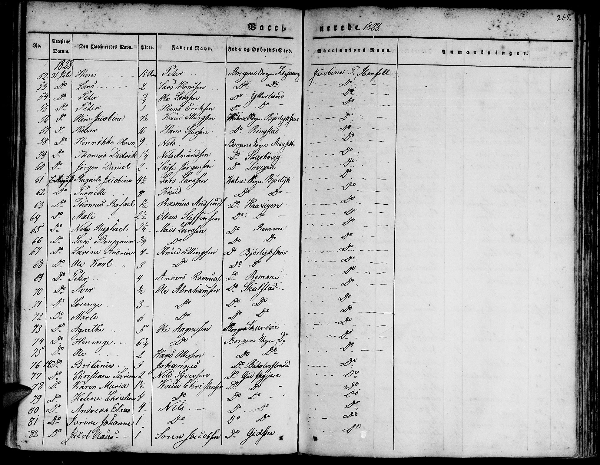 Ministerialprotokoller, klokkerbøker og fødselsregistre - Møre og Romsdal, AV/SAT-A-1454/528/L0395: Parish register (official) no. 528A06, 1828-1839, p. 265