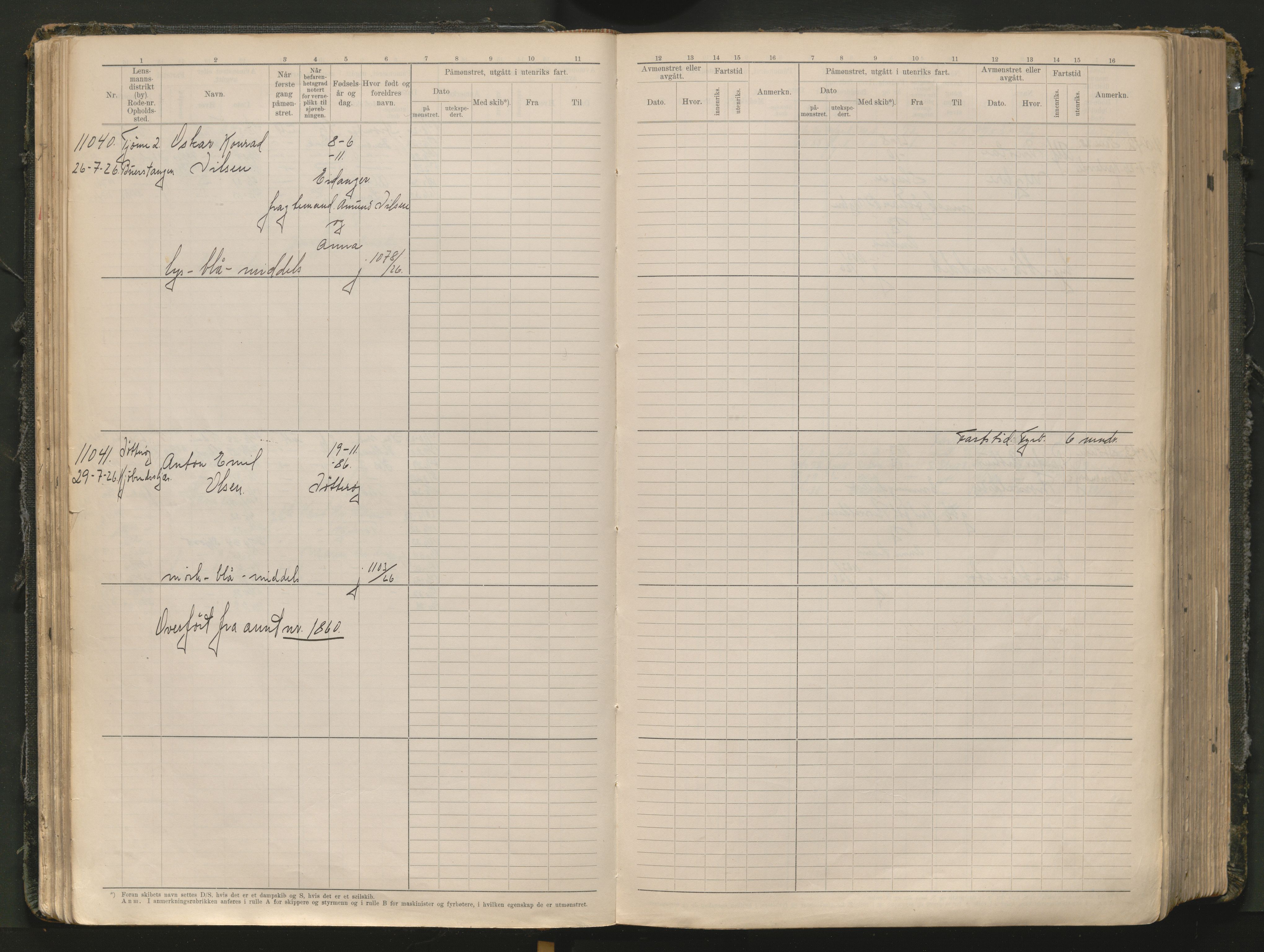 Tønsberg innrulleringskontor, AV/SAKO-A-786/F/Fc/Fcb/L0012: Hovedrulle Patent nr. 10828-12216, 1925-1948