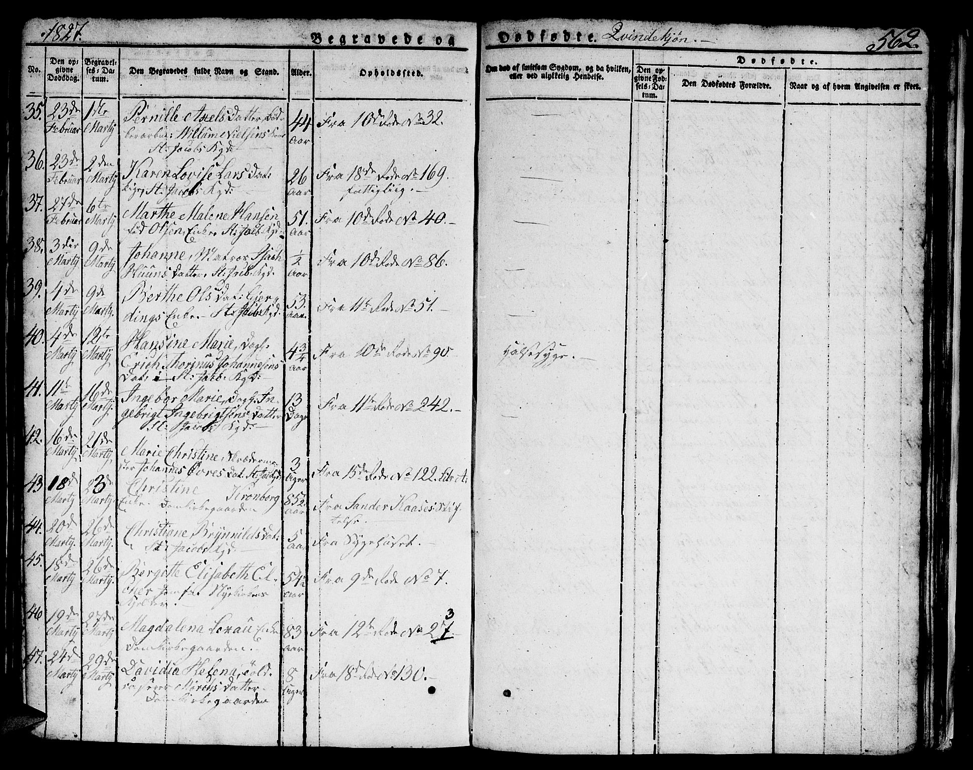 Domkirken sokneprestembete, SAB/A-74801/H/Hab/L0002: Parish register (copy) no. A 2, 1821-1839, p. 562