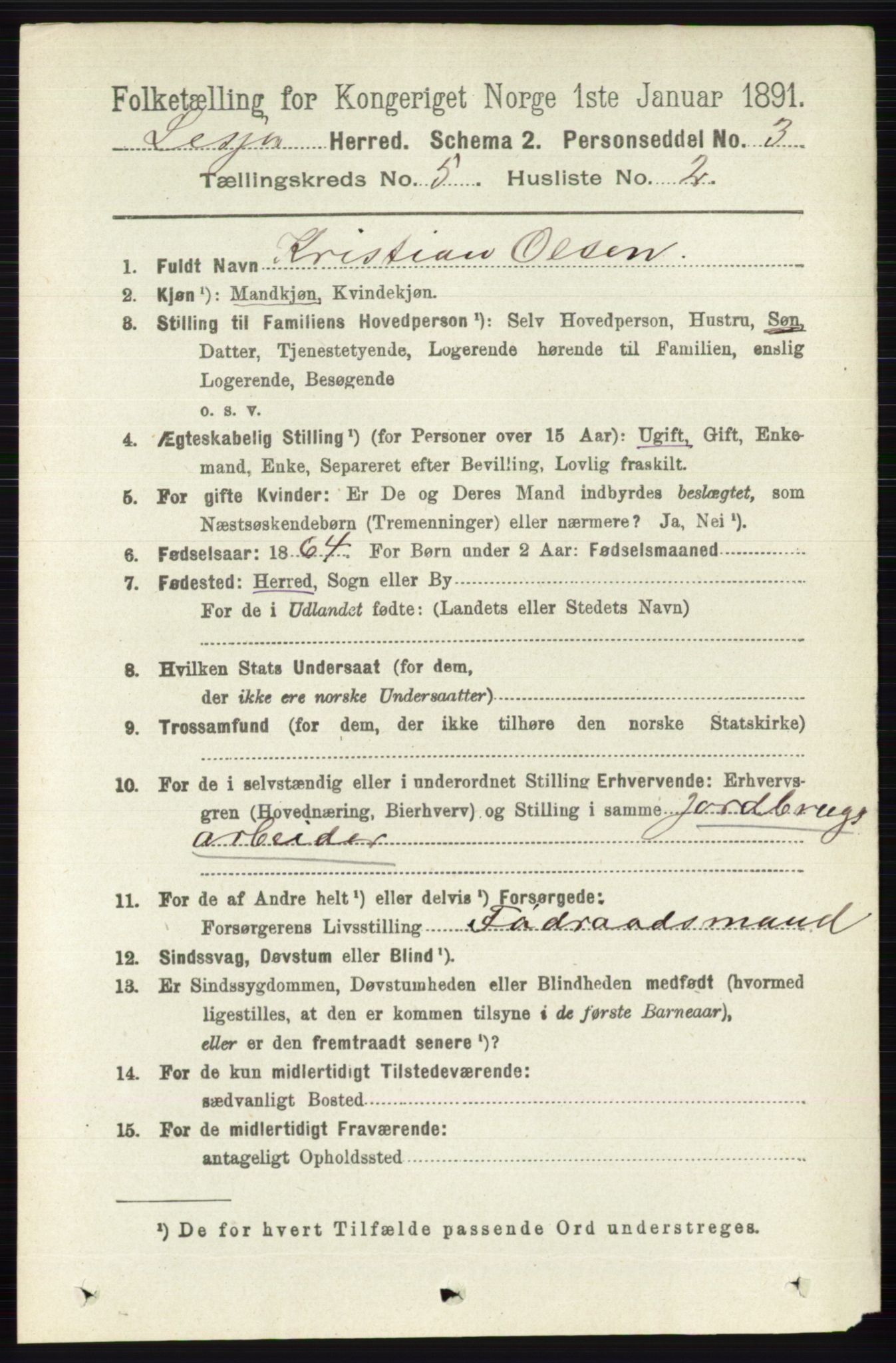 RA, 1891 census for 0512 Lesja, 1891, p. 1688