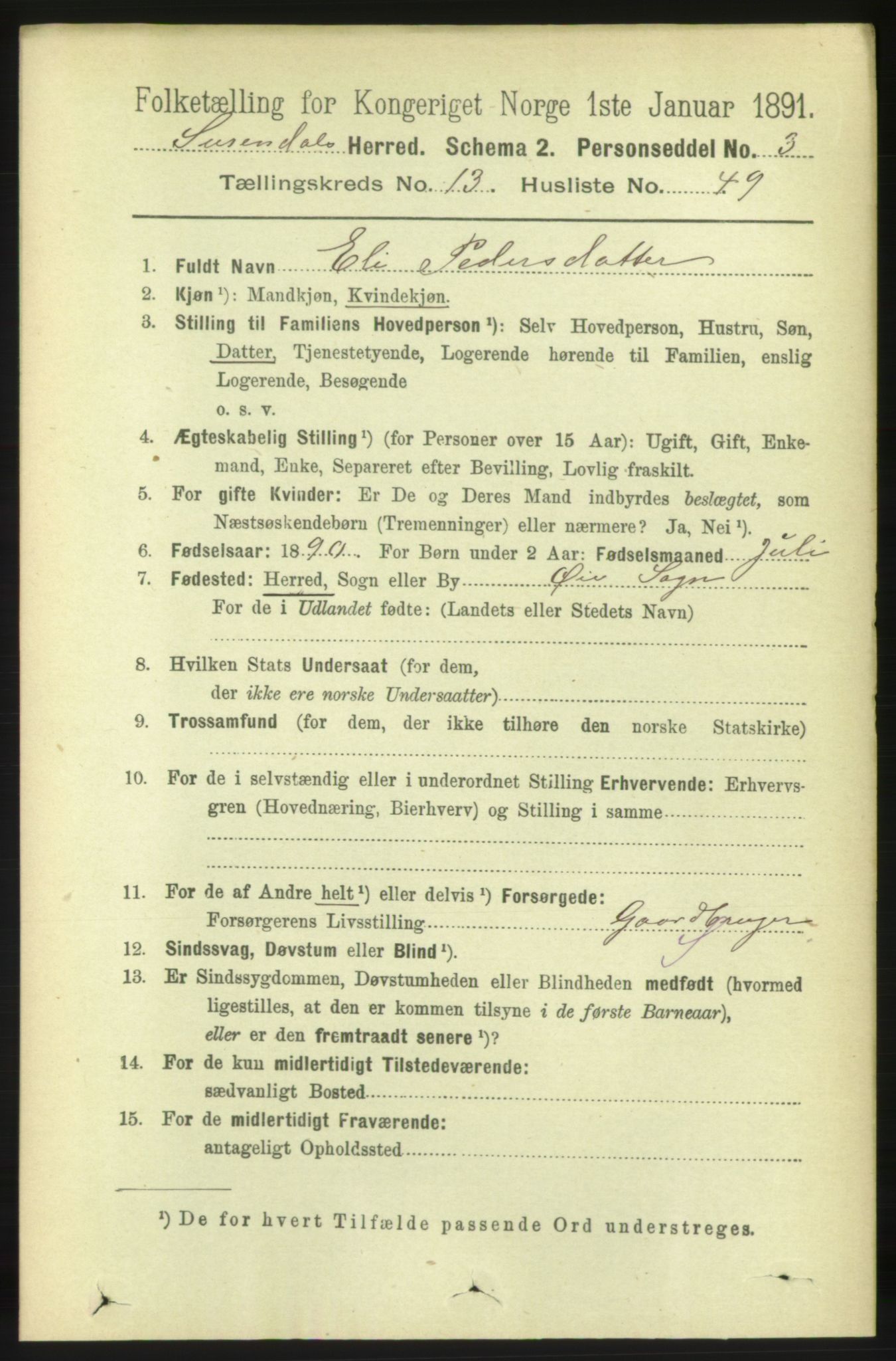 RA, 1891 census for 1566 Surnadal, 1891, p. 3440