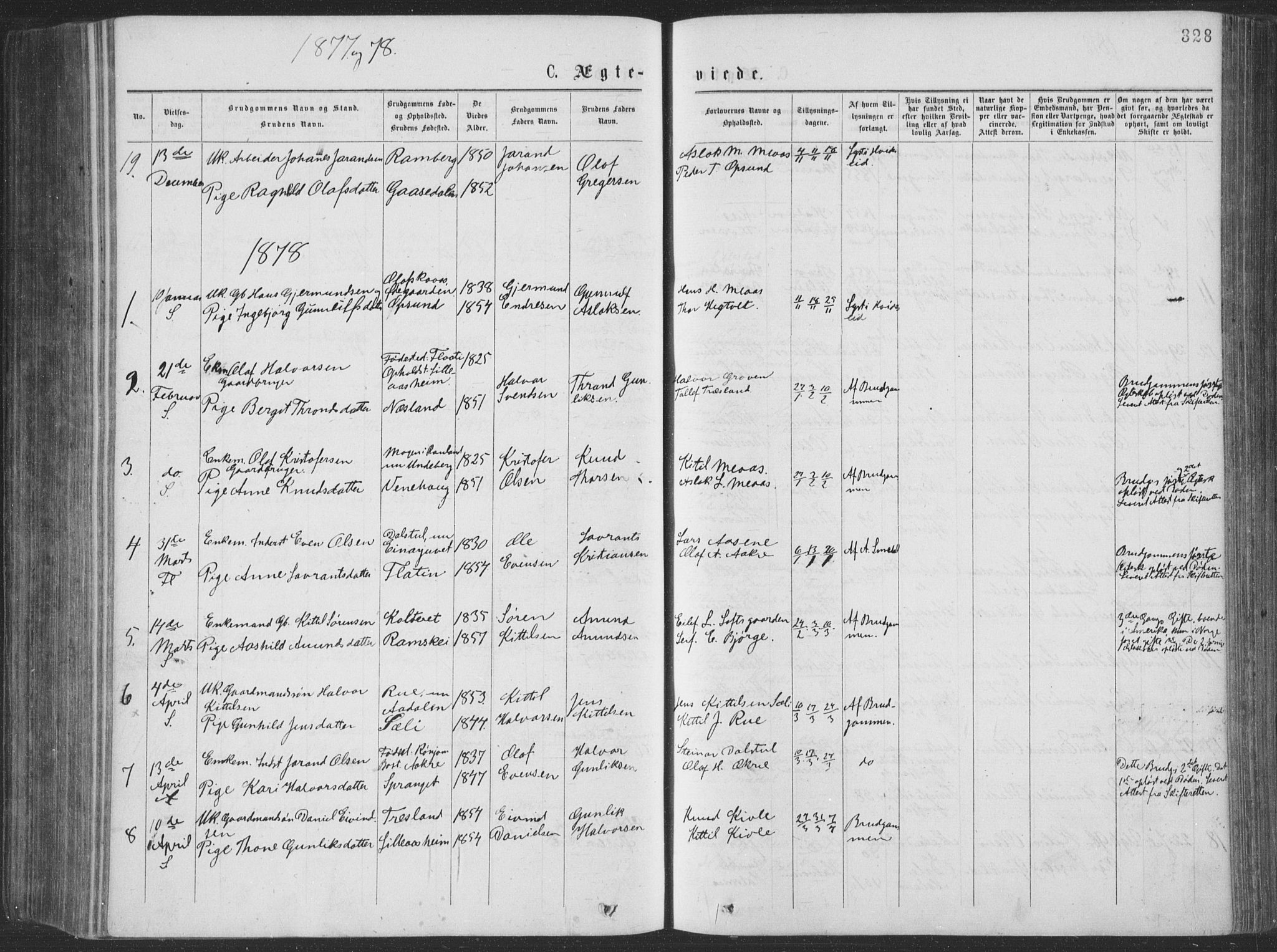 Seljord kirkebøker, SAKO/A-20/F/Fa/L0014: Parish register (official) no. I 14, 1877-1886, p. 328