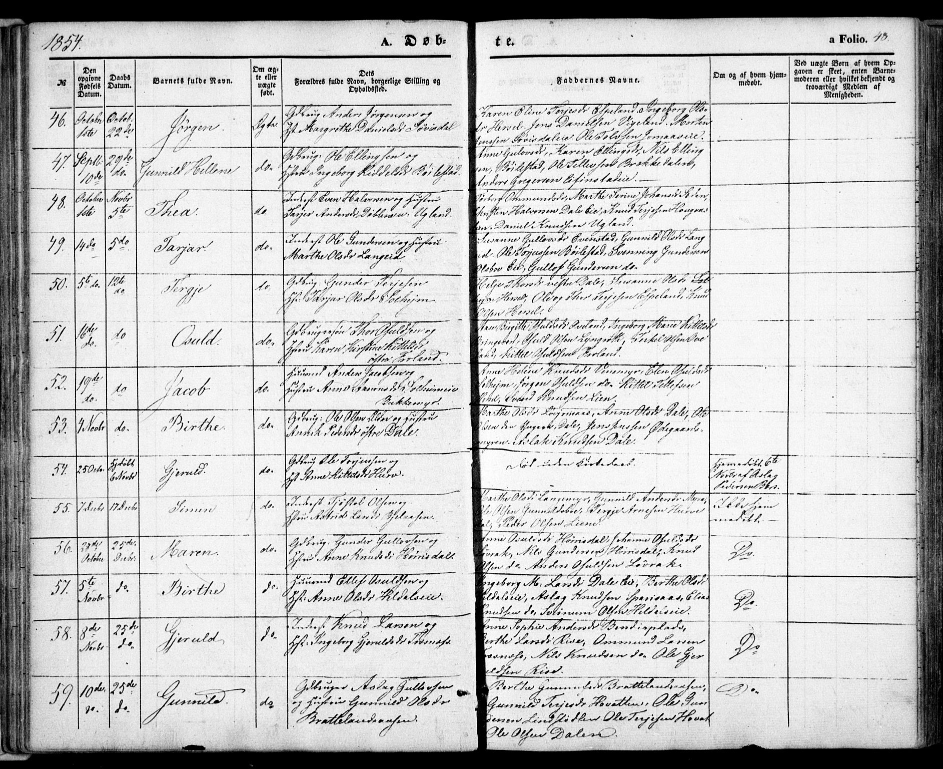 Froland sokneprestkontor, SAK/1111-0013/F/Fa/L0002: Parish register (official) no. A 2, 1845-1863, p. 48