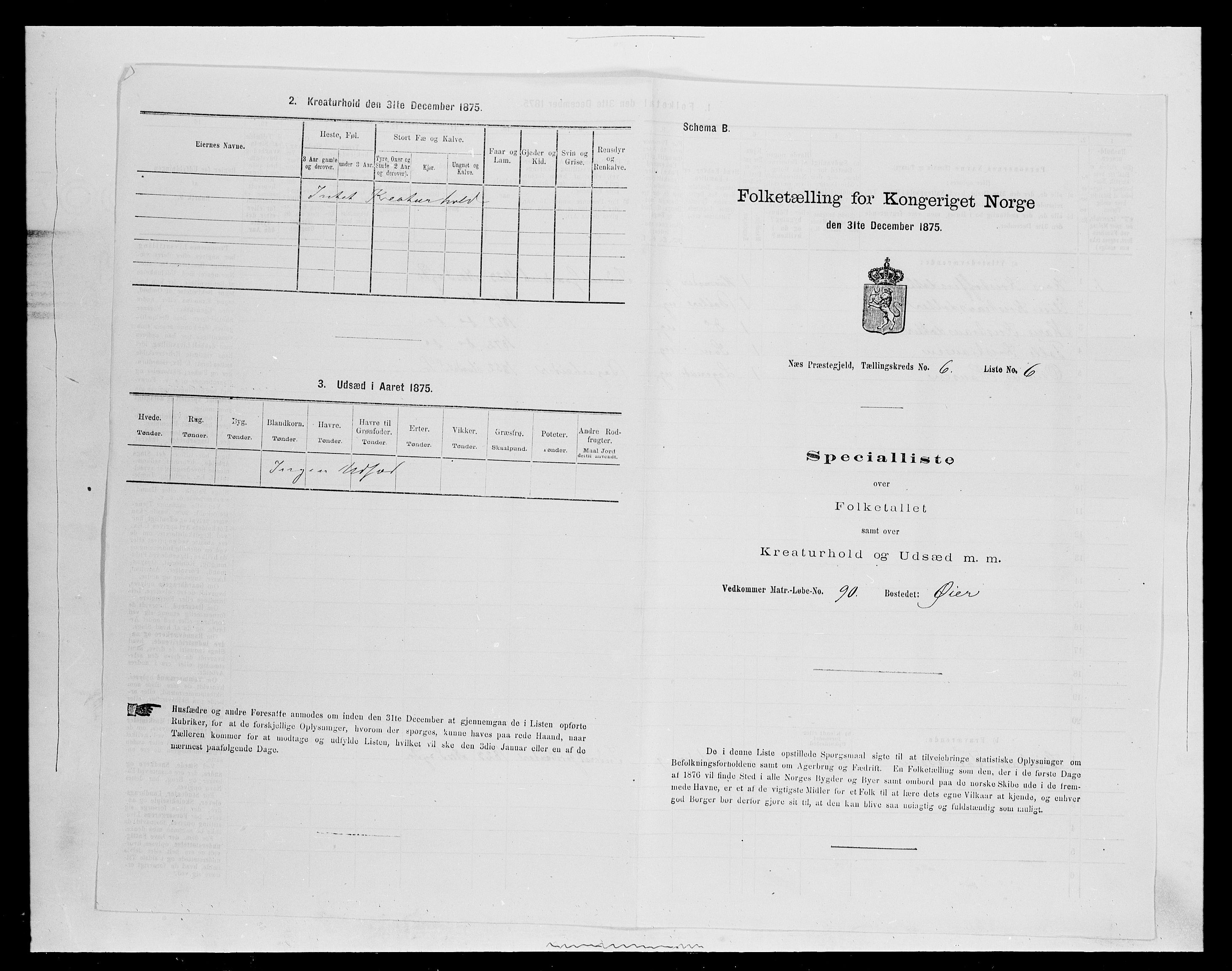 SAH, 1875 census for 0411P Nes, 1875, p. 958