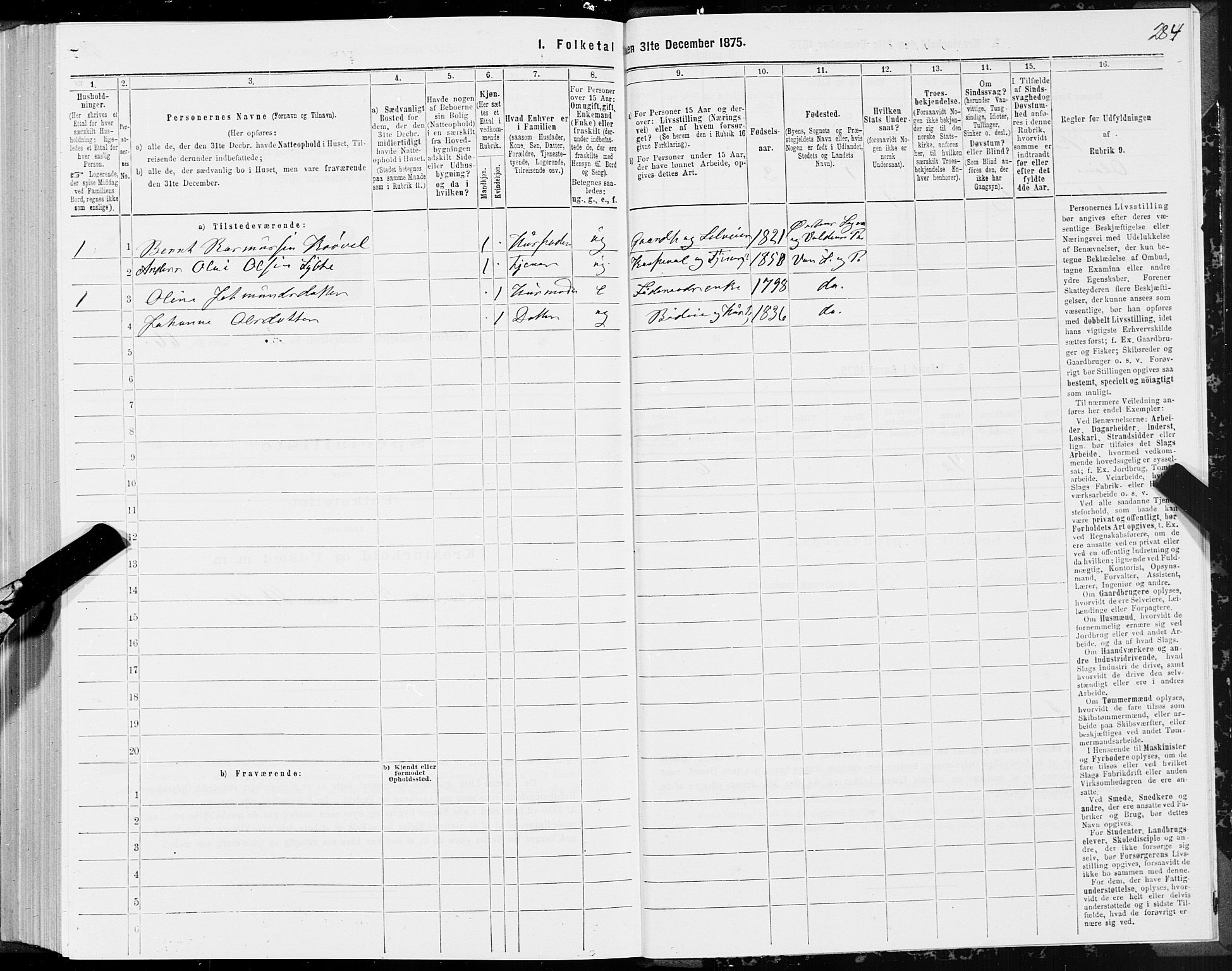 SAT, 1875 census for 1511P Vanylven, 1875, p. 1284