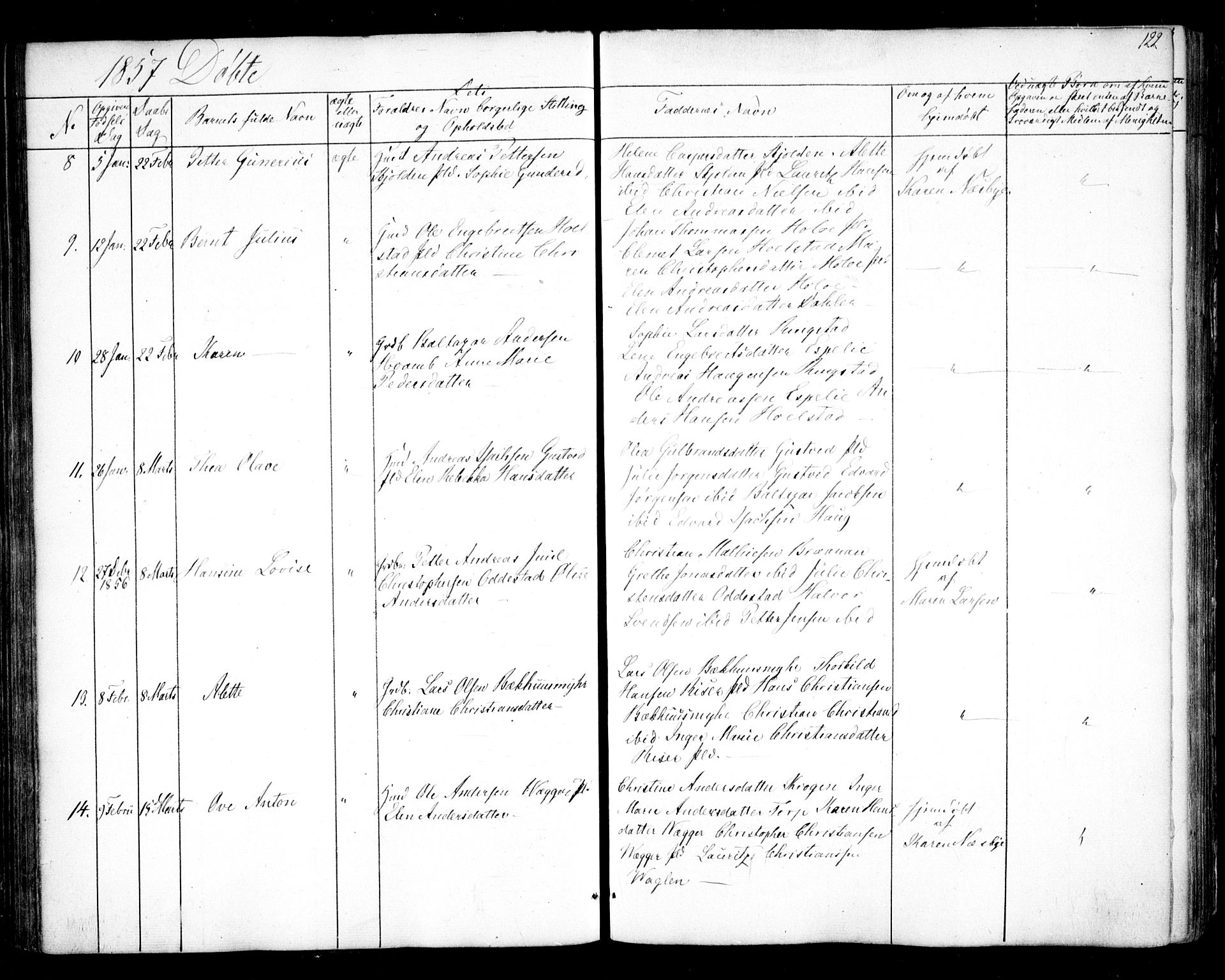Hobøl prestekontor Kirkebøker, SAO/A-2002/F/Fa/L0003: Parish register (official) no. I 3, 1842-1864, p. 122