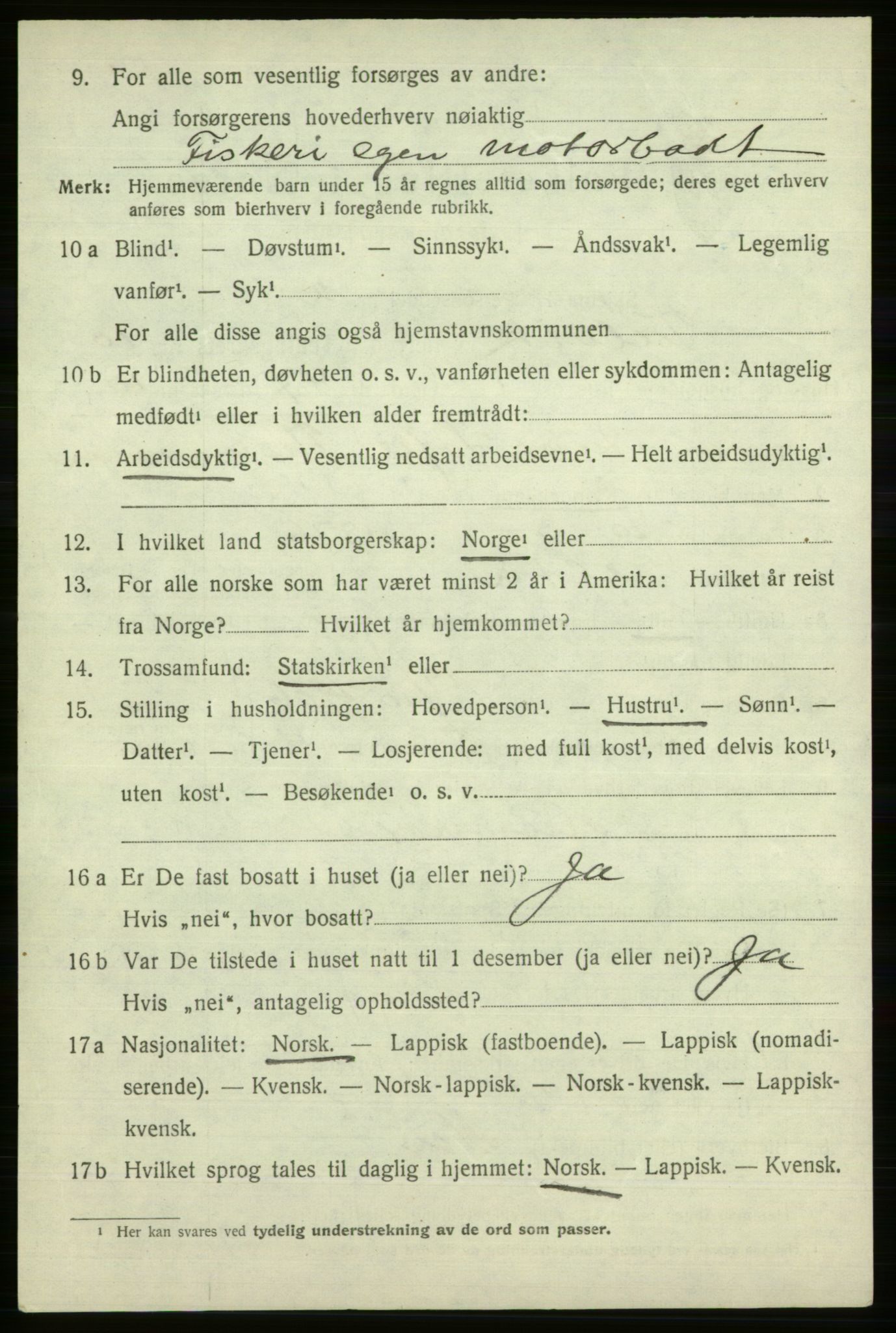 SATØ, 1920 census for Talvik, 1920, p. 5799