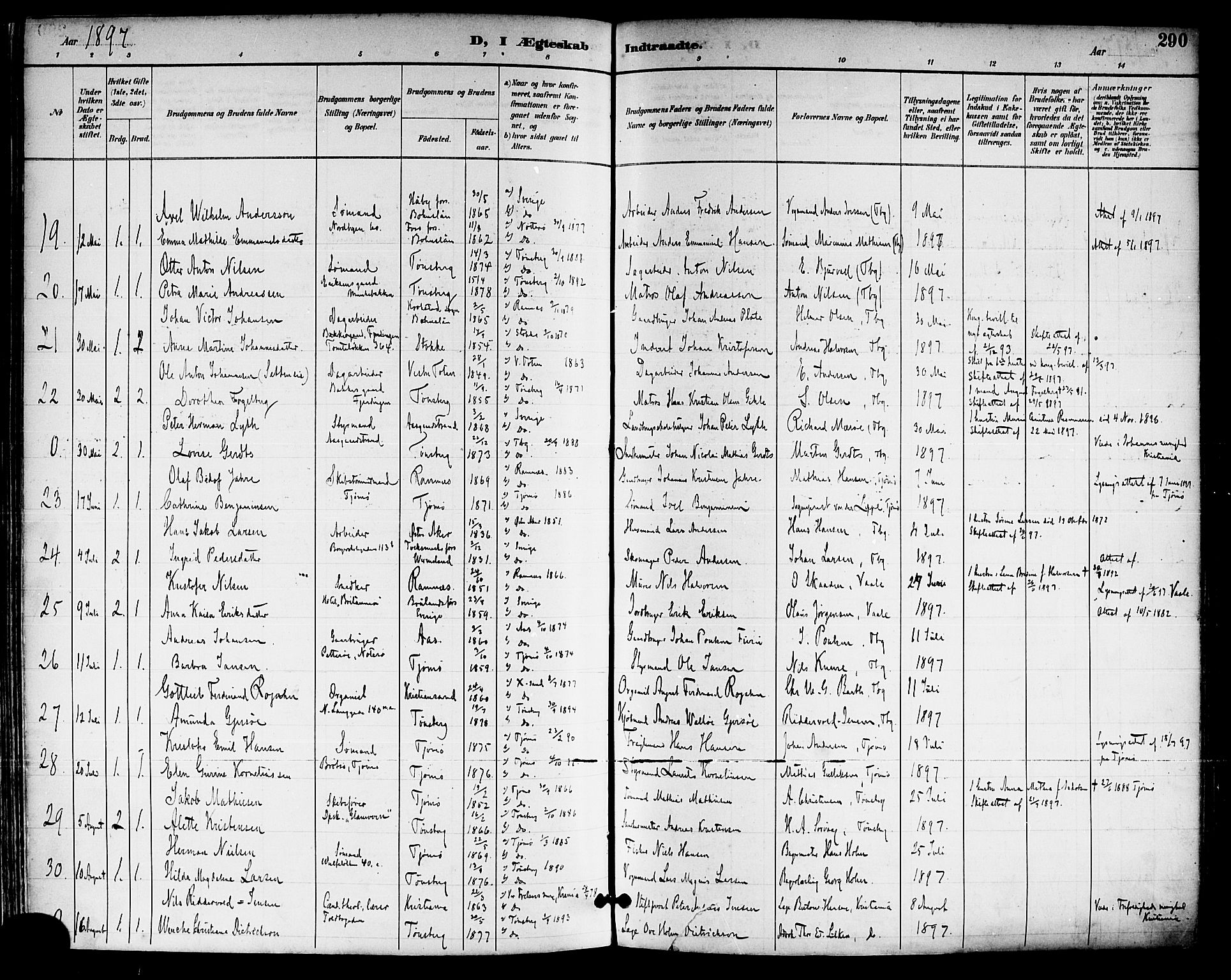 Tønsberg kirkebøker, SAKO/A-330/F/Fa/L0012: Parish register (official) no. I 12, 1891-1899, p. 290