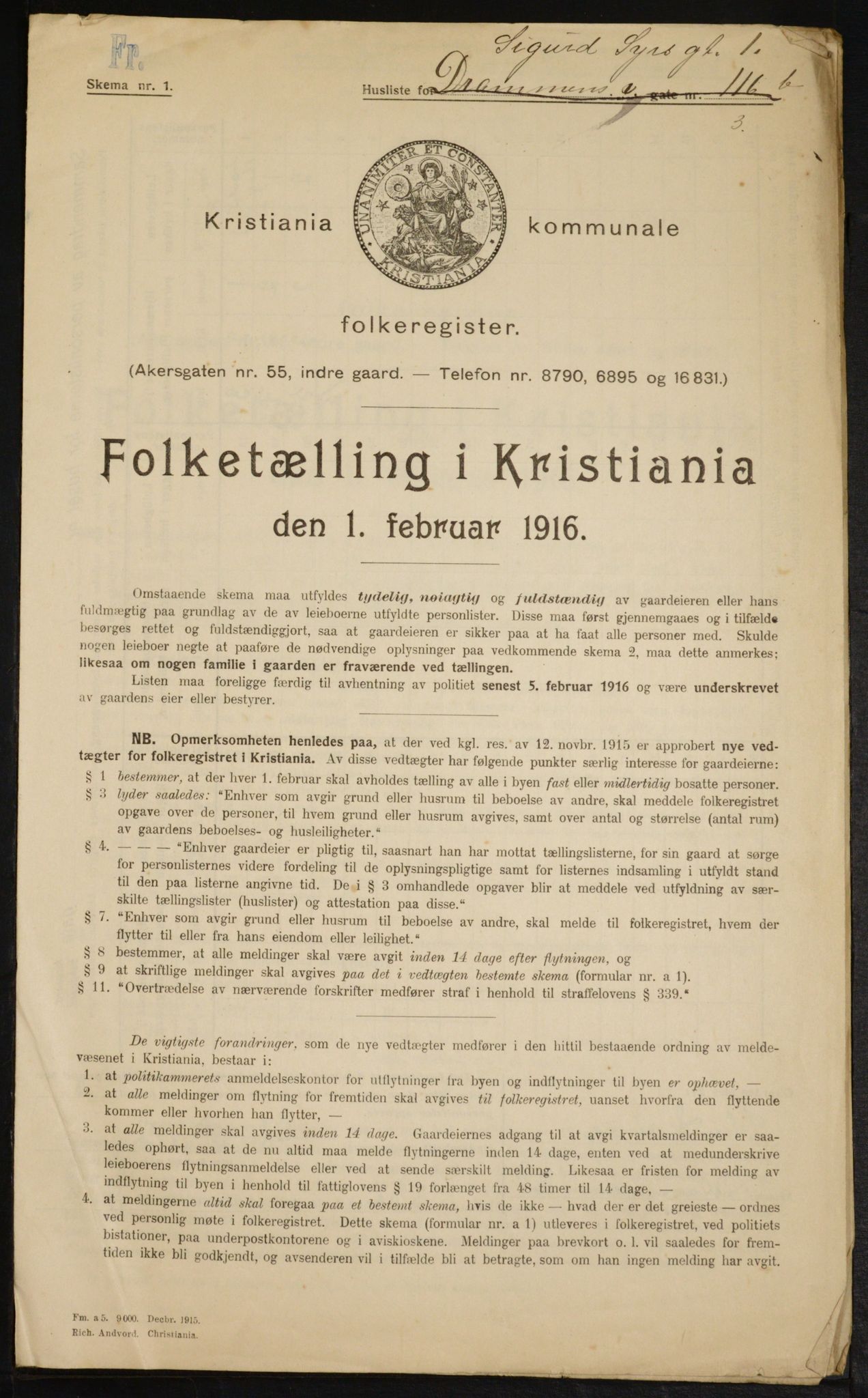 OBA, Municipal Census 1916 for Kristiania, 1916, p. 97521