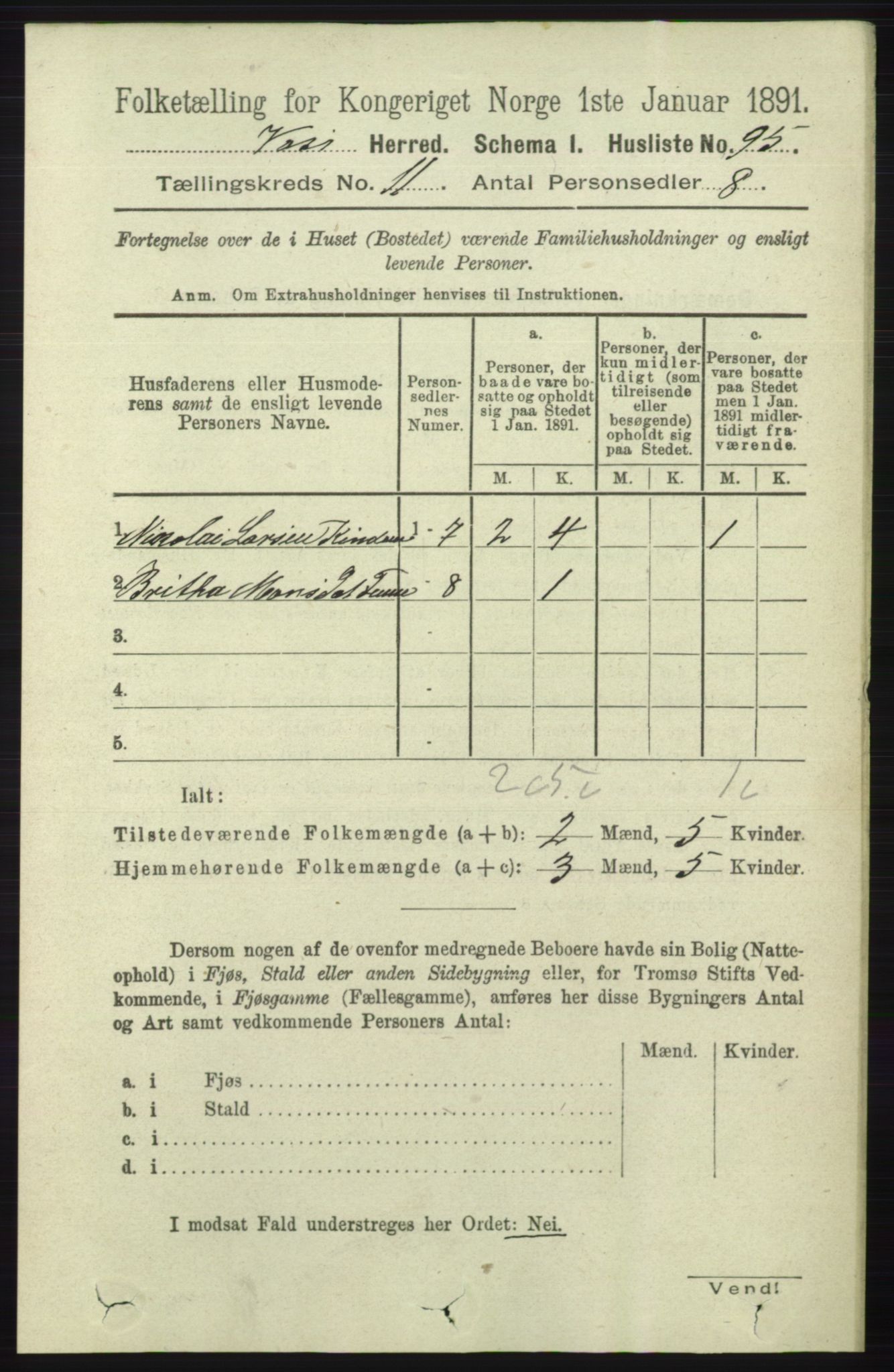 RA, 1891 census for 1235 Voss, 1891, p. 5819