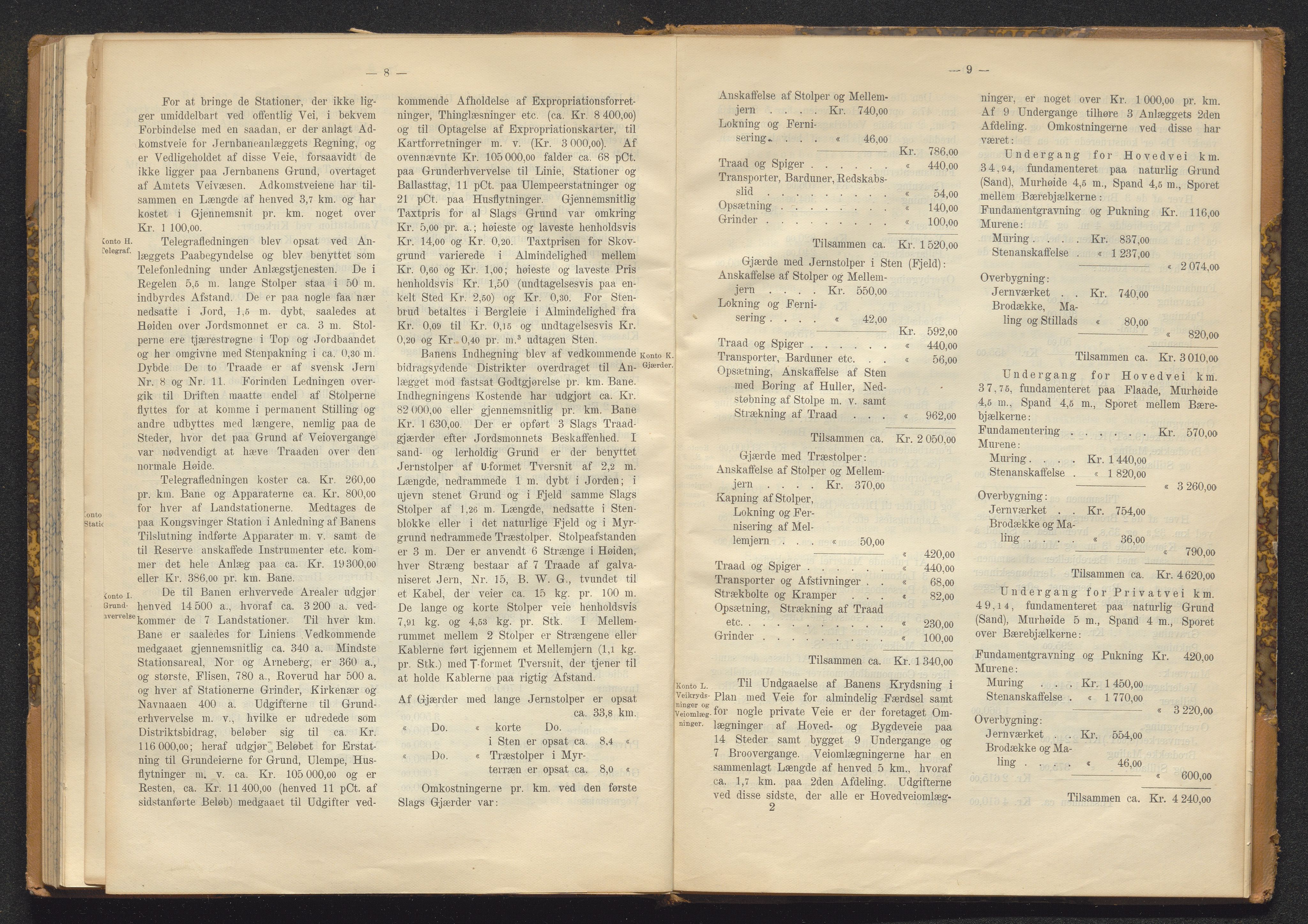 Norges Statsbaner Bibliotek (NSB), SAKO/A-355/E/Ea/L0162/0001: Jernbanedrift (656.2) / Avslutningsrapport for jernbaneanlegg Eidanger - Brevik / Hamar - Sel / Kristiansand - Byglandsfjord / Kongsvinger - Flisa, 1899