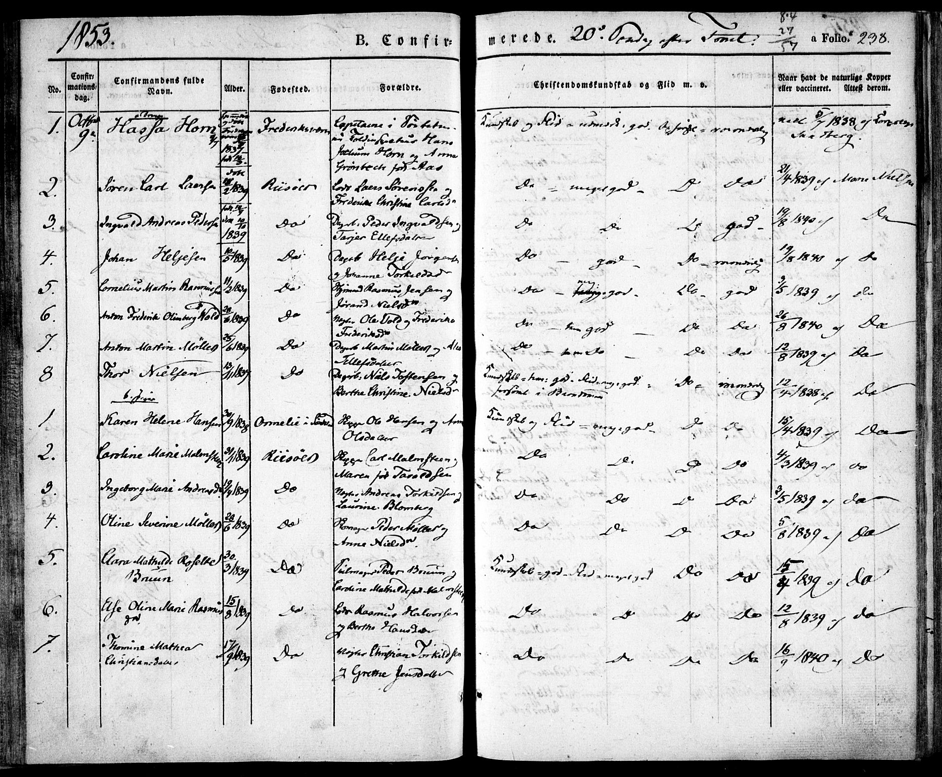 Risør sokneprestkontor, SAK/1111-0035/F/Fa/L0003: Parish register (official) no. A 3, 1838-1864, p. 238