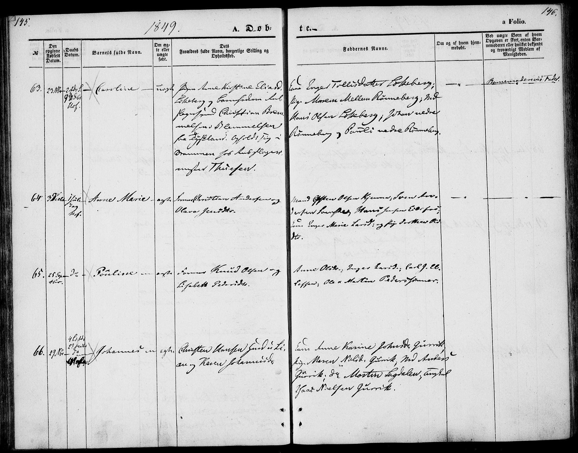 Hof kirkebøker, AV/SAKO-A-64/F/Fa/L0005: Parish register (official) no. I 5, 1844-1851, p. 145-146