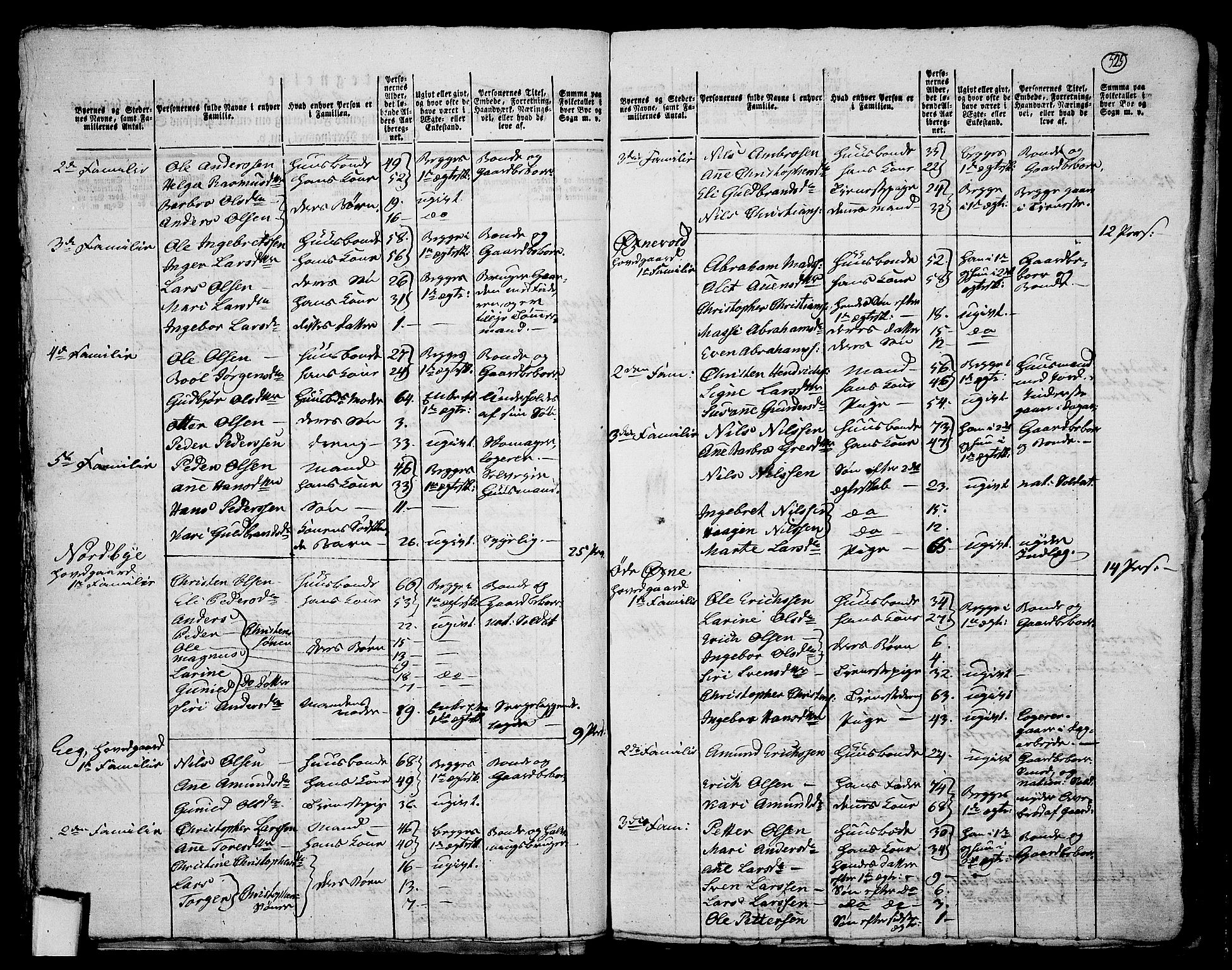 RA, 1801 census for 0626P Lier, 1801, p. 524b-525a