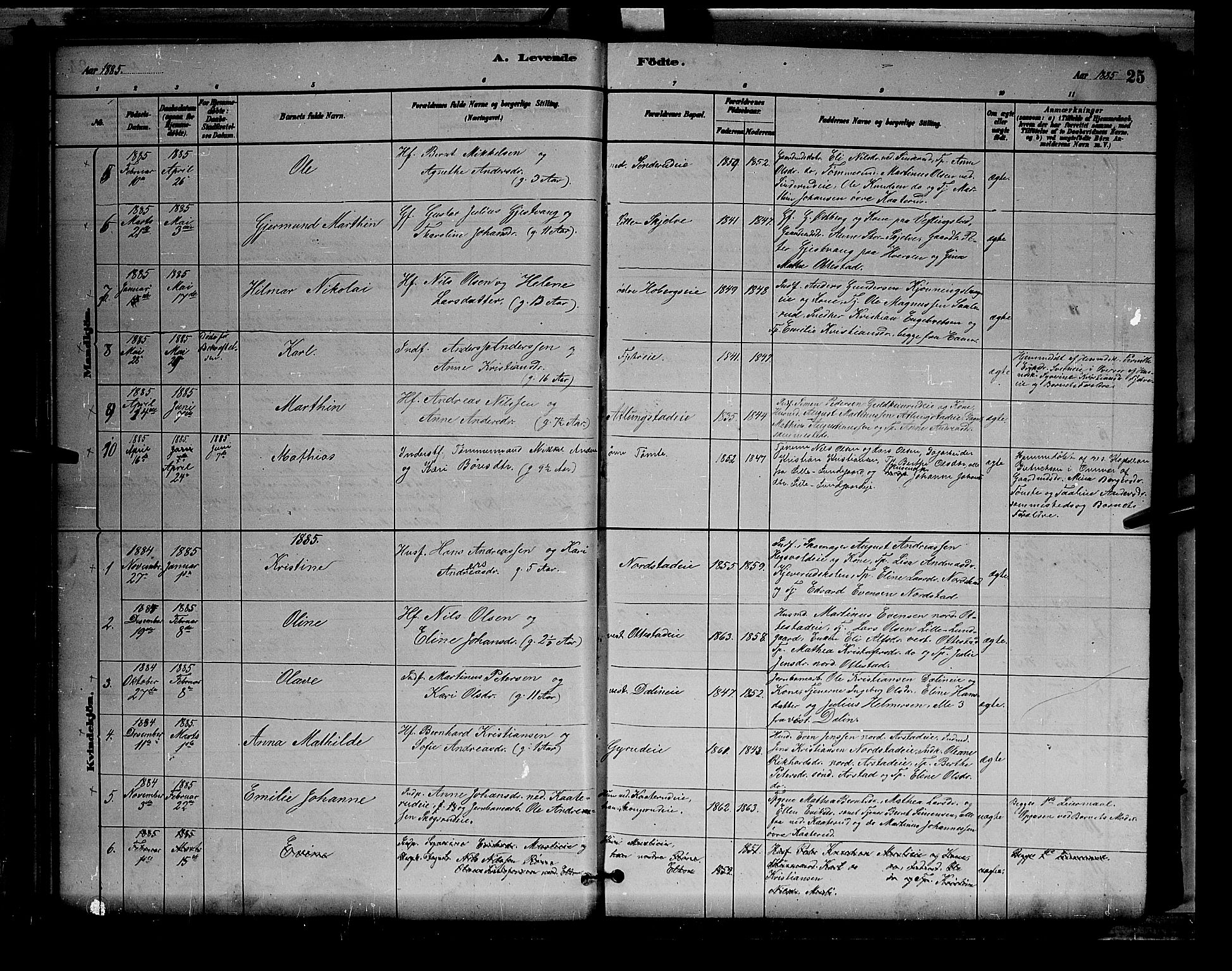 Stange prestekontor, AV/SAH-PREST-002/L/L0007: Parish register (copy) no. 7, 1880-1893, p. 25