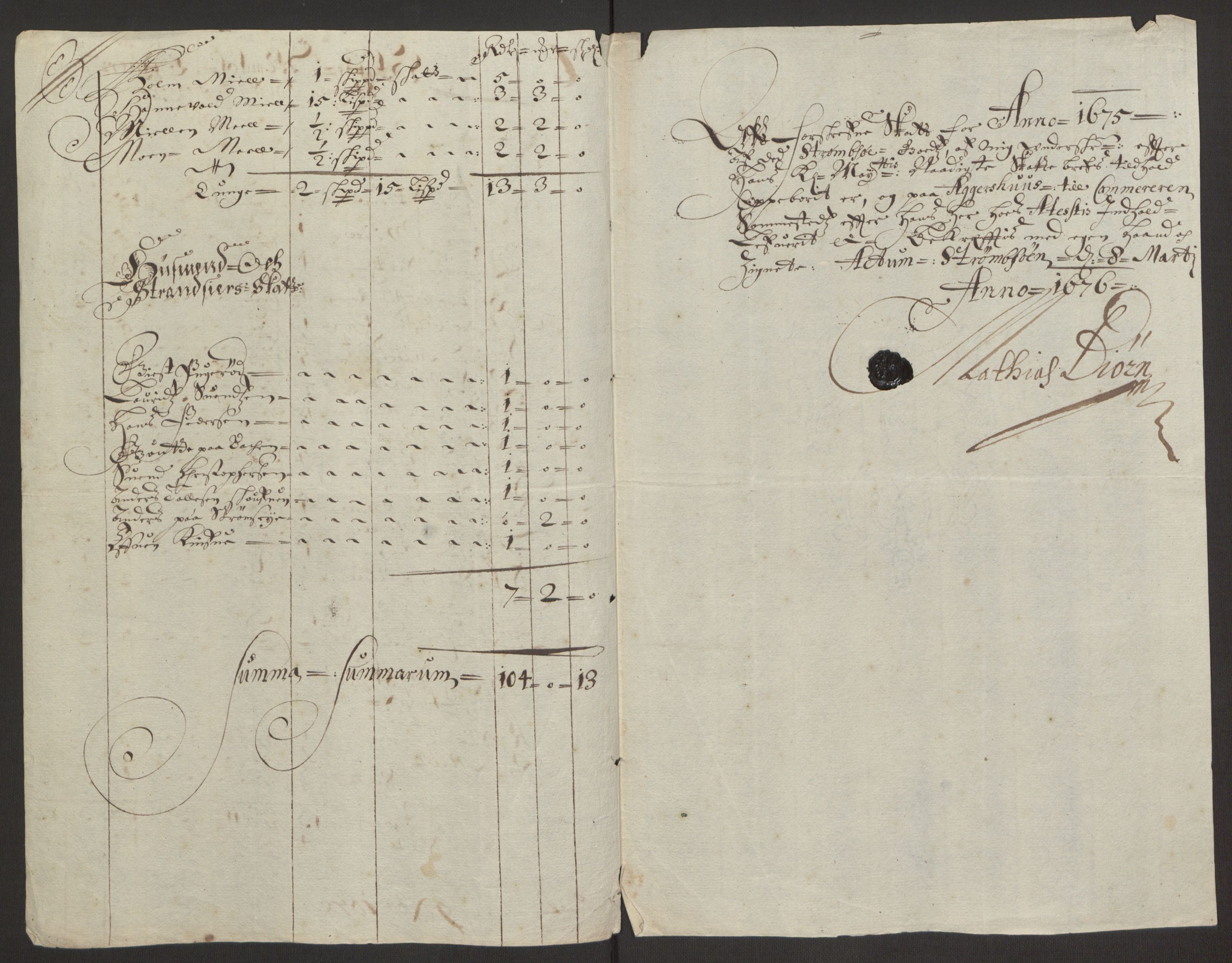 Rentekammeret inntil 1814, Reviderte regnskaper, Fogderegnskap, RA/EA-4092/R32/L1844: Fogderegnskap Jarlsberg grevskap, 1674-1675, p. 414