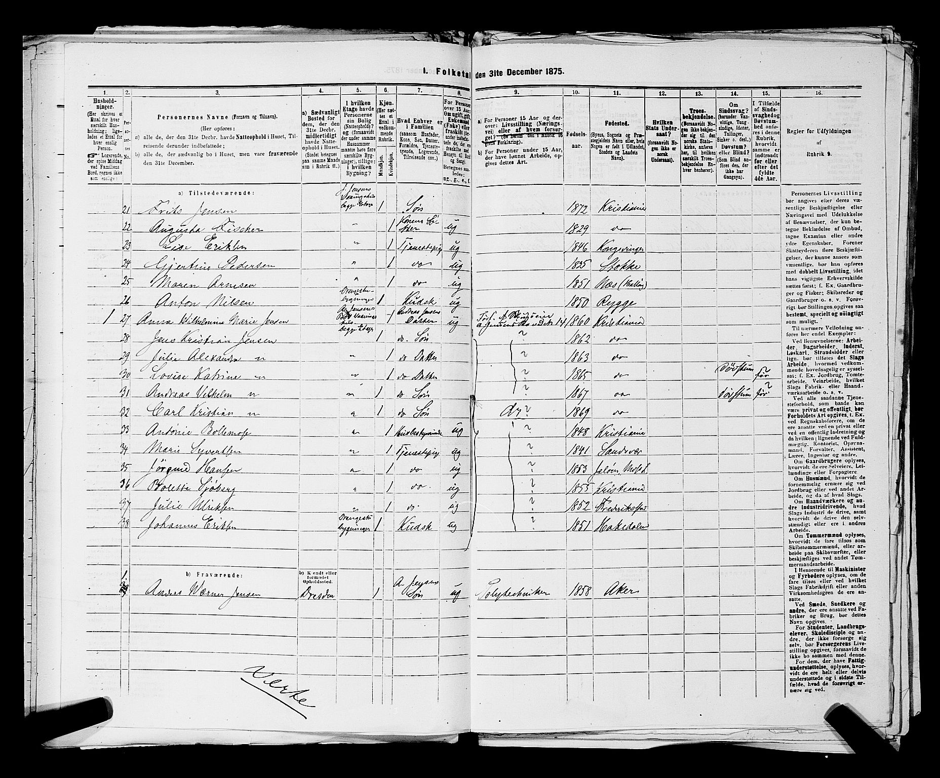 RA, 1875 census for 0301 Kristiania, 1875, p. 6614