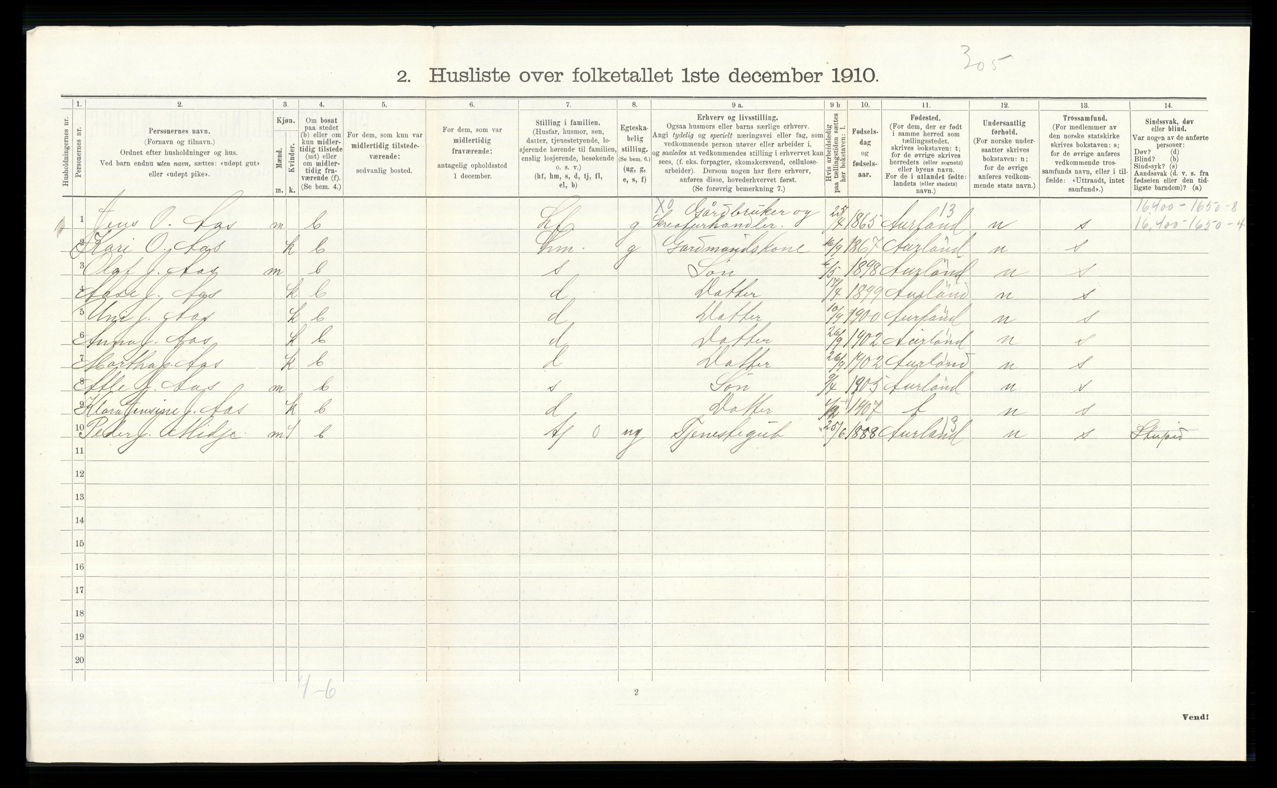 RA, 1910 census for Øvre Eiker, 1910, p. 206