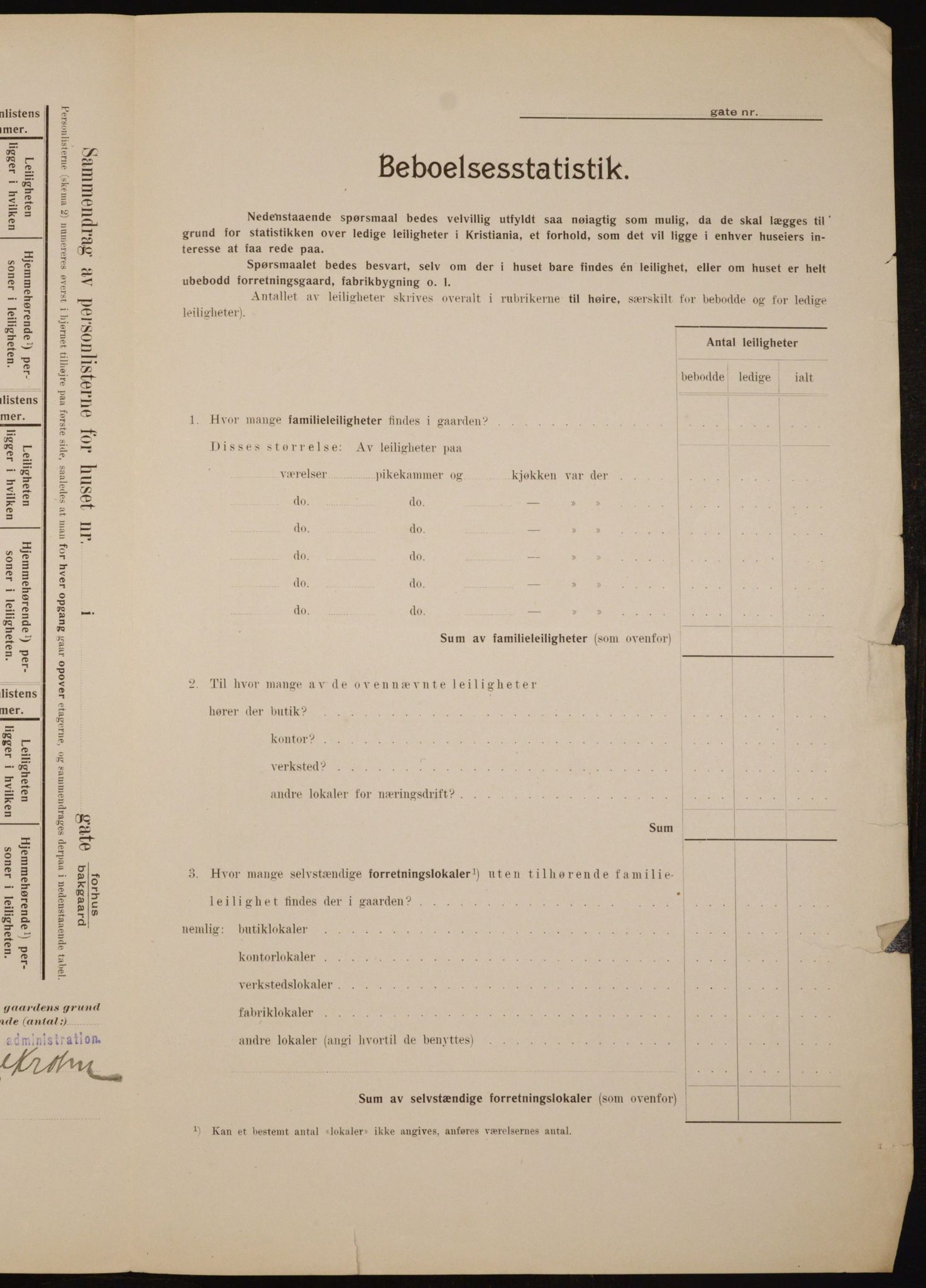 OBA, Municipal Census 1910 for Kristiania, 1910, p. 79516