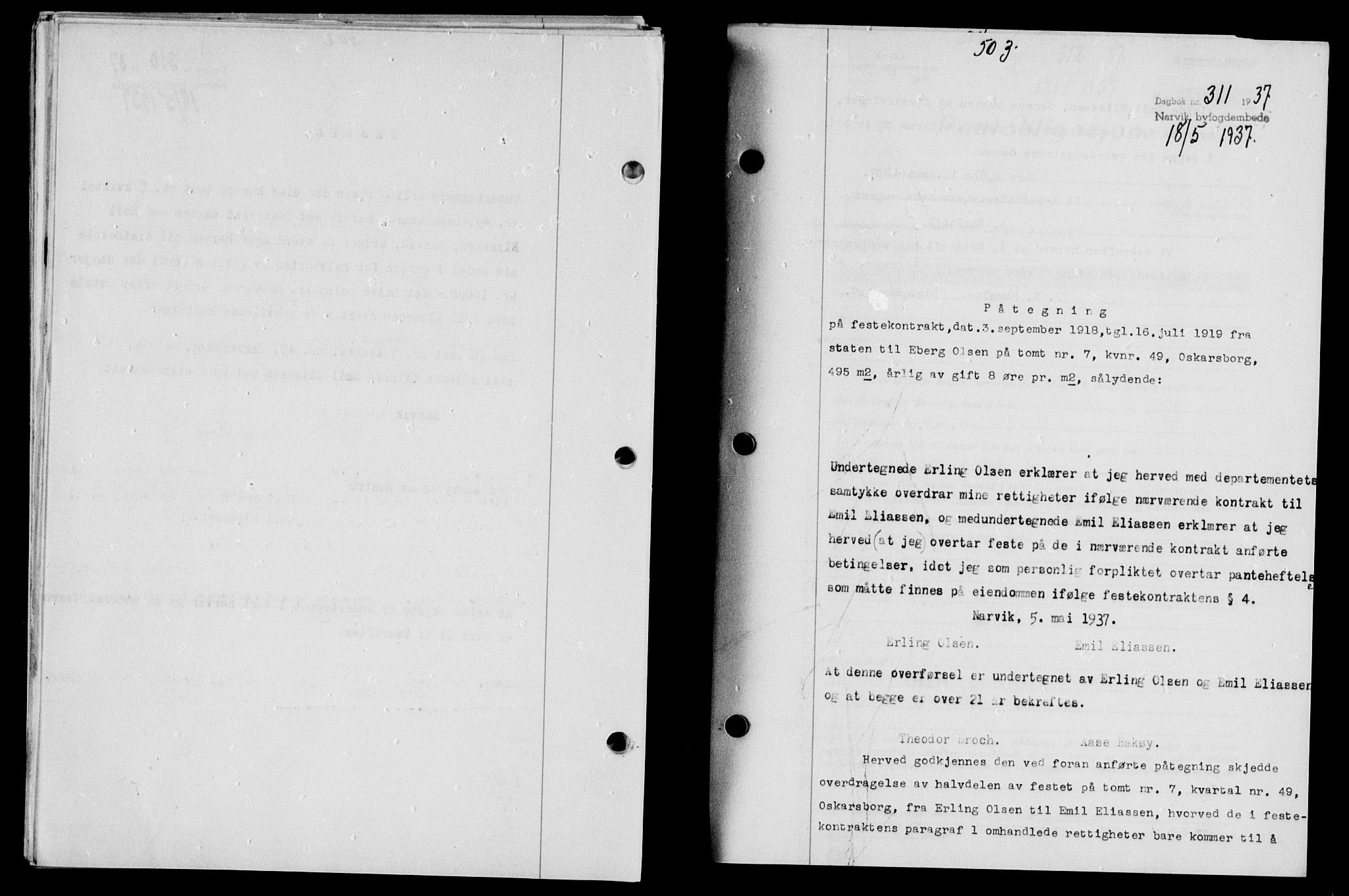 Narvik sorenskriveri, AV/SAT-A-0002/1/2/2C/2Ca/L0011: Mortgage book no. 14, 1935-1937, Deed date: 18.05.1937