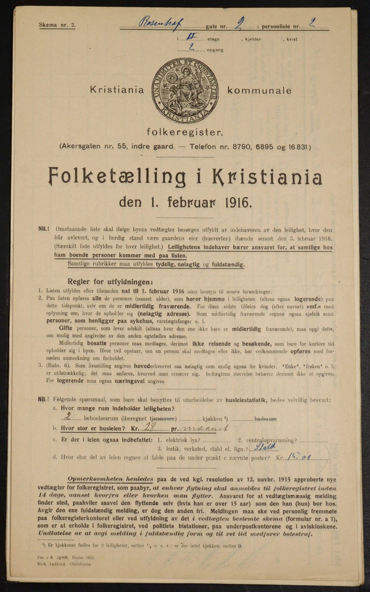 OBA, Municipal Census 1916 for Kristiania, 1916, p. 85838