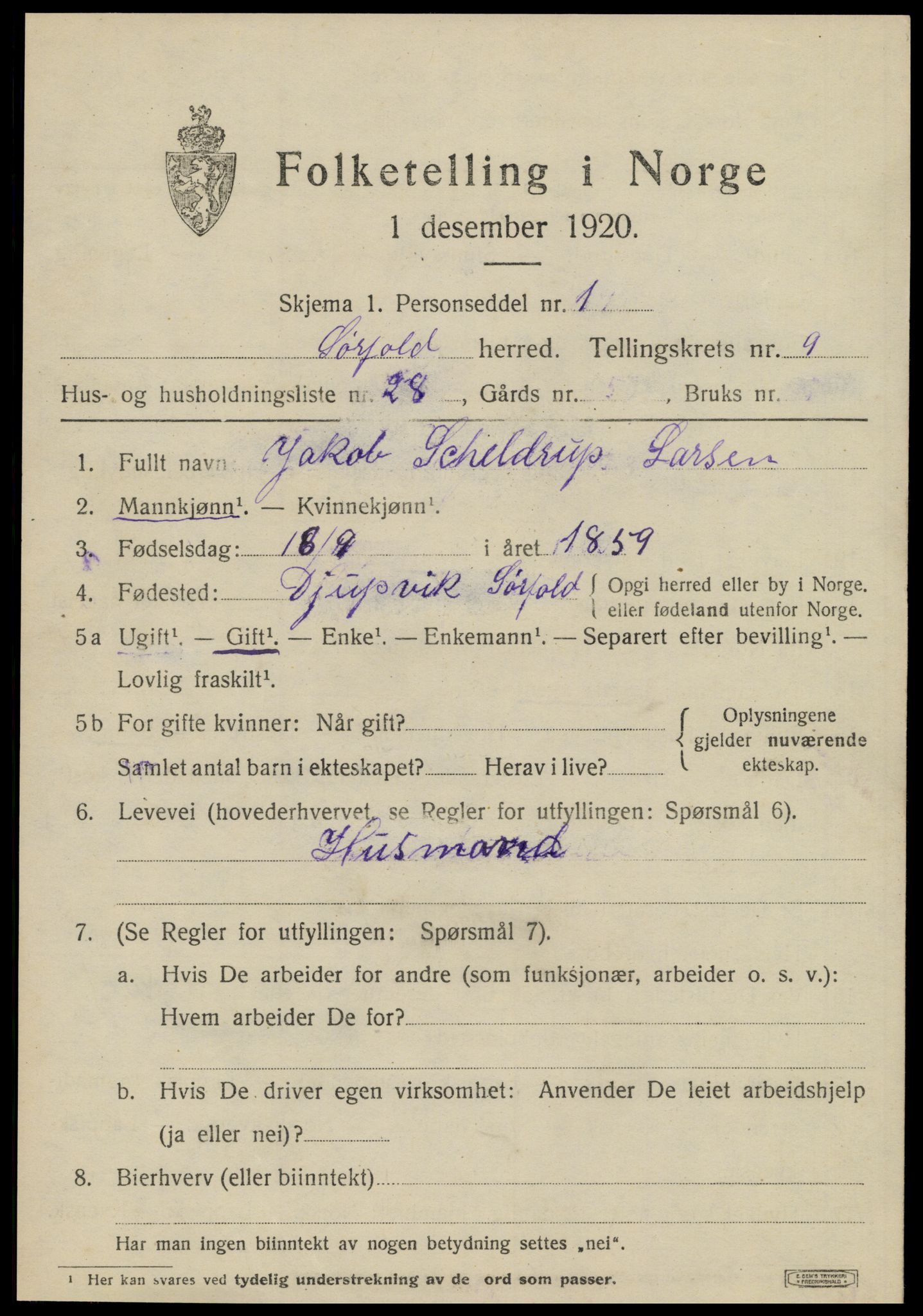 SAT, 1920 census for Sørfold, 1920, p. 5179