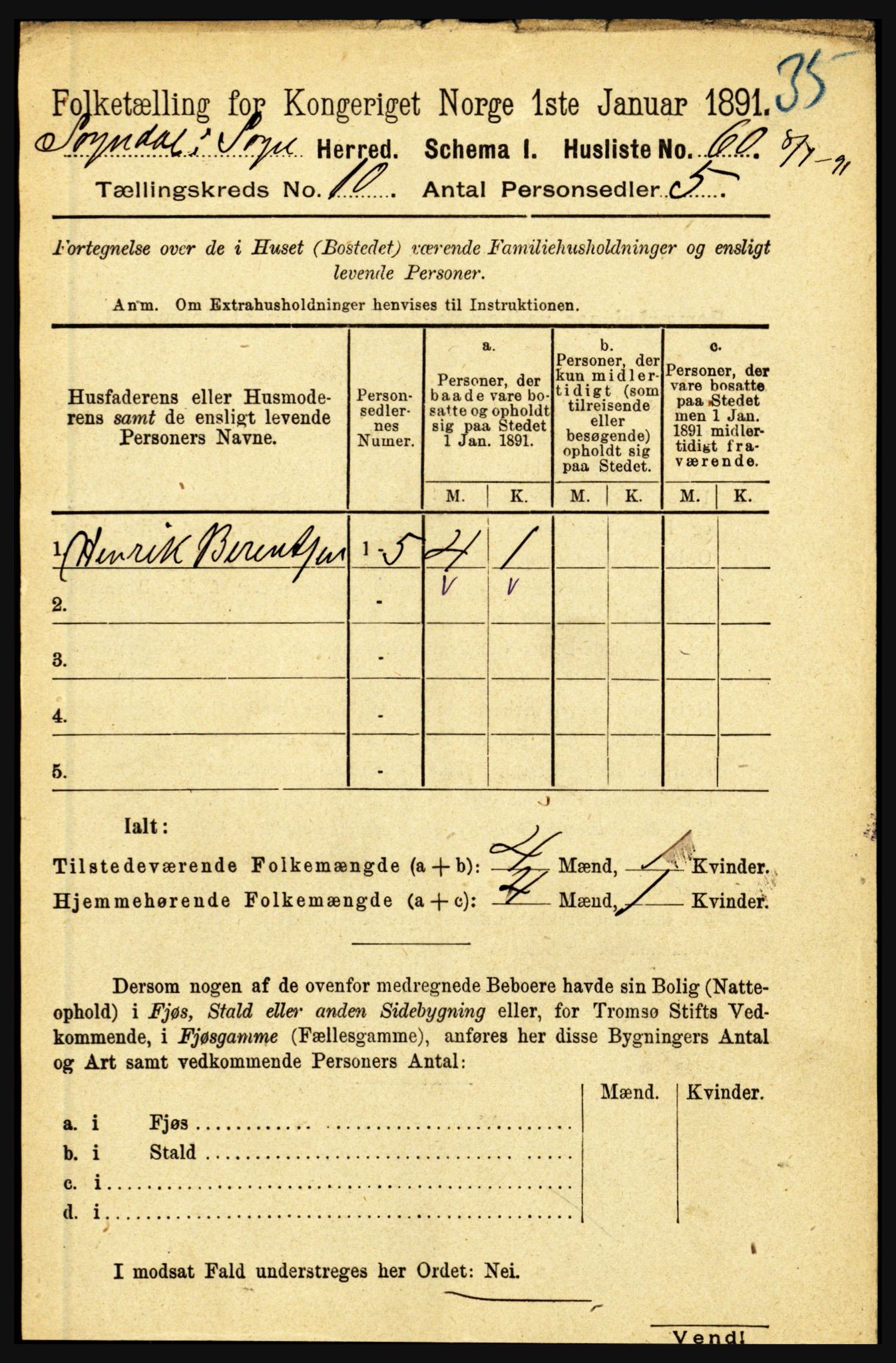 RA, 1891 census for 1420 Sogndal, 1891, p. 3953