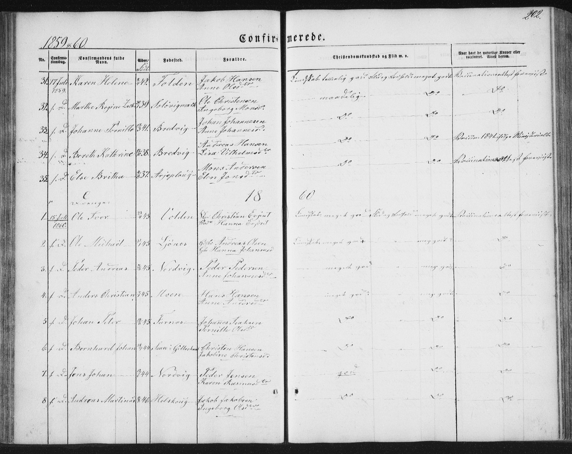 Ministerialprotokoller, klokkerbøker og fødselsregistre - Nordland, AV/SAT-A-1459/852/L0738: Parish register (official) no. 852A08, 1849-1865, p. 202