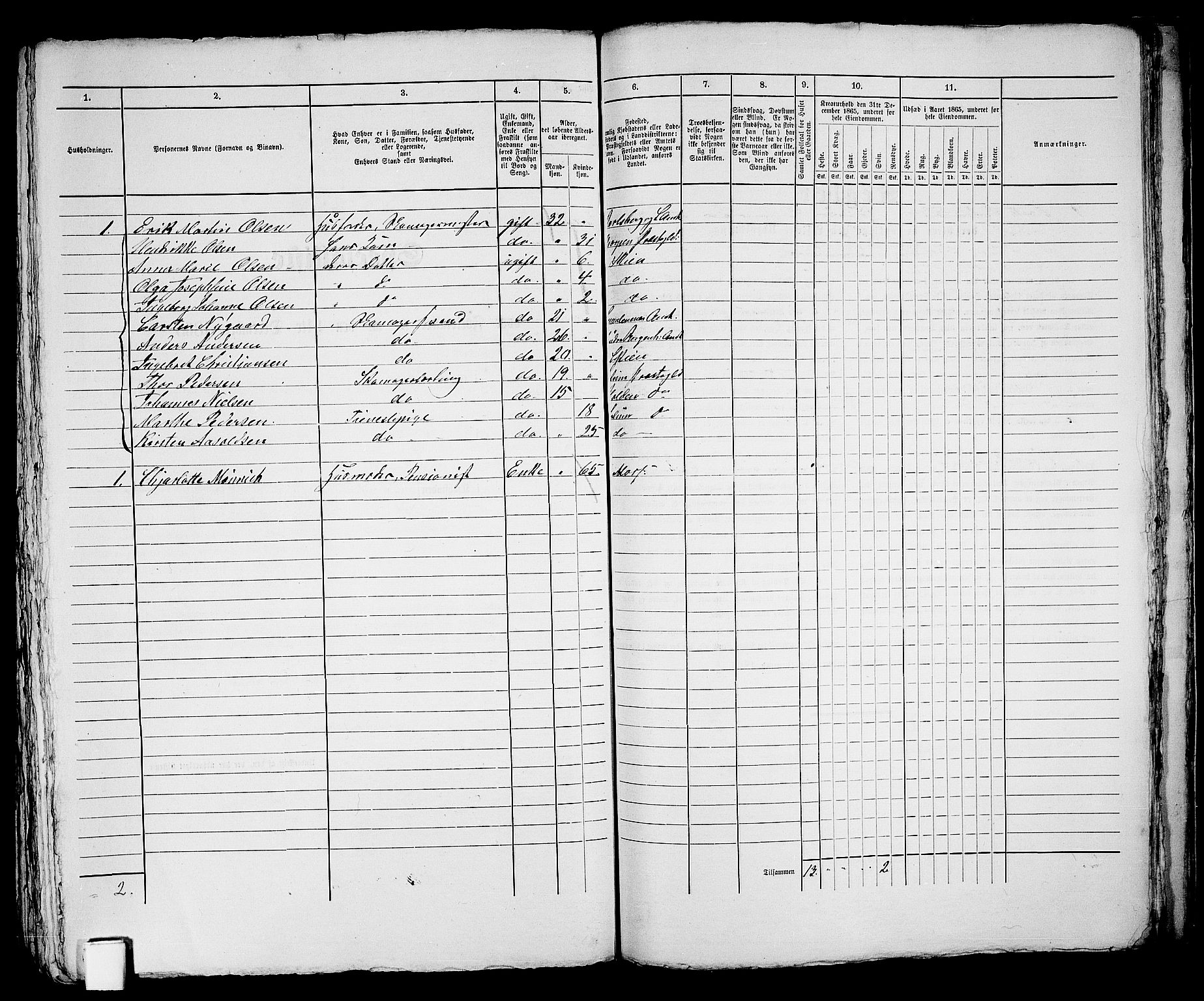 RA, 1865 census for Skien, 1865, p. 780