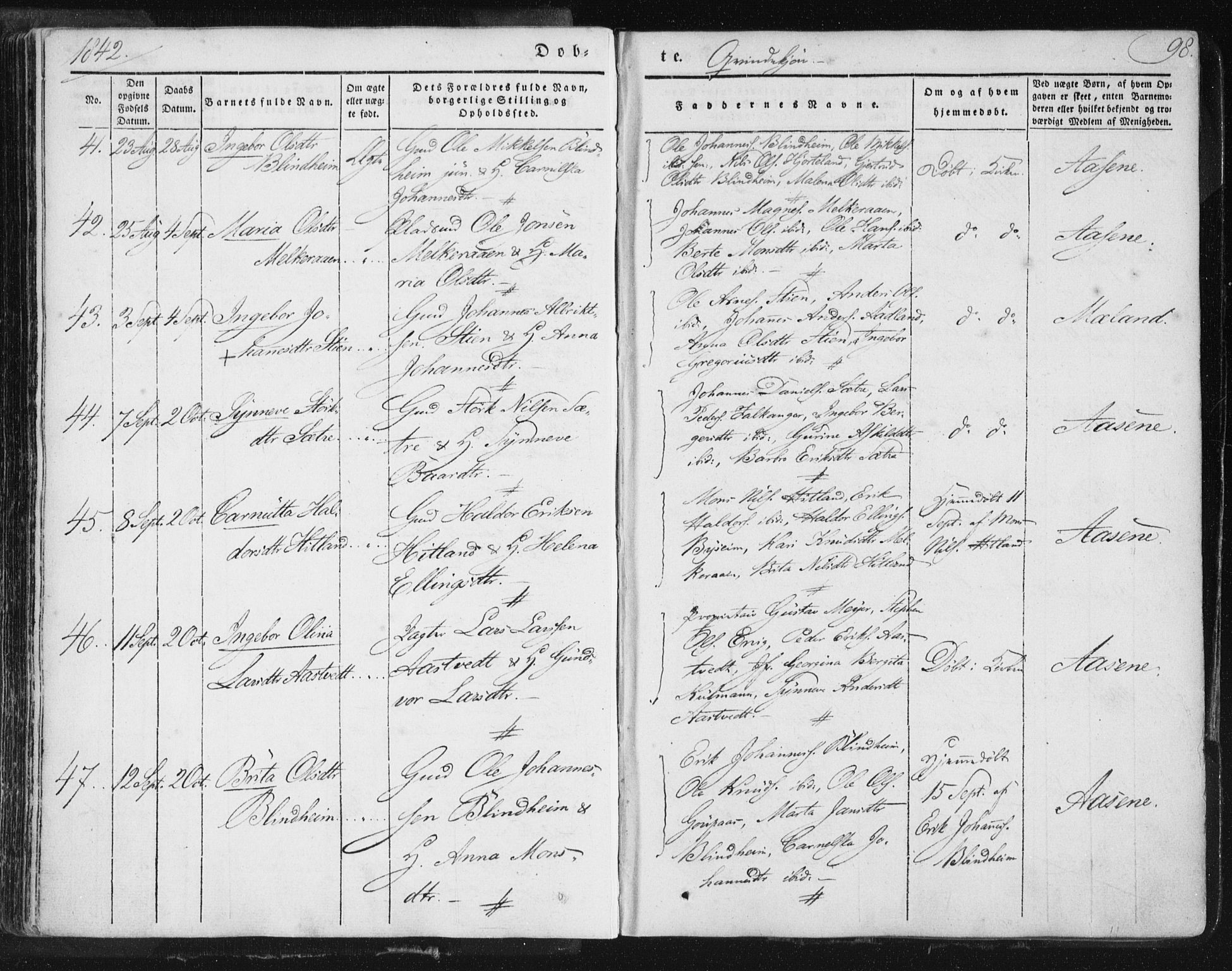 Hamre sokneprestembete, AV/SAB-A-75501/H/Ha/Haa/Haaa/L0012: Parish register (official) no. A 12, 1834-1845, p. 98