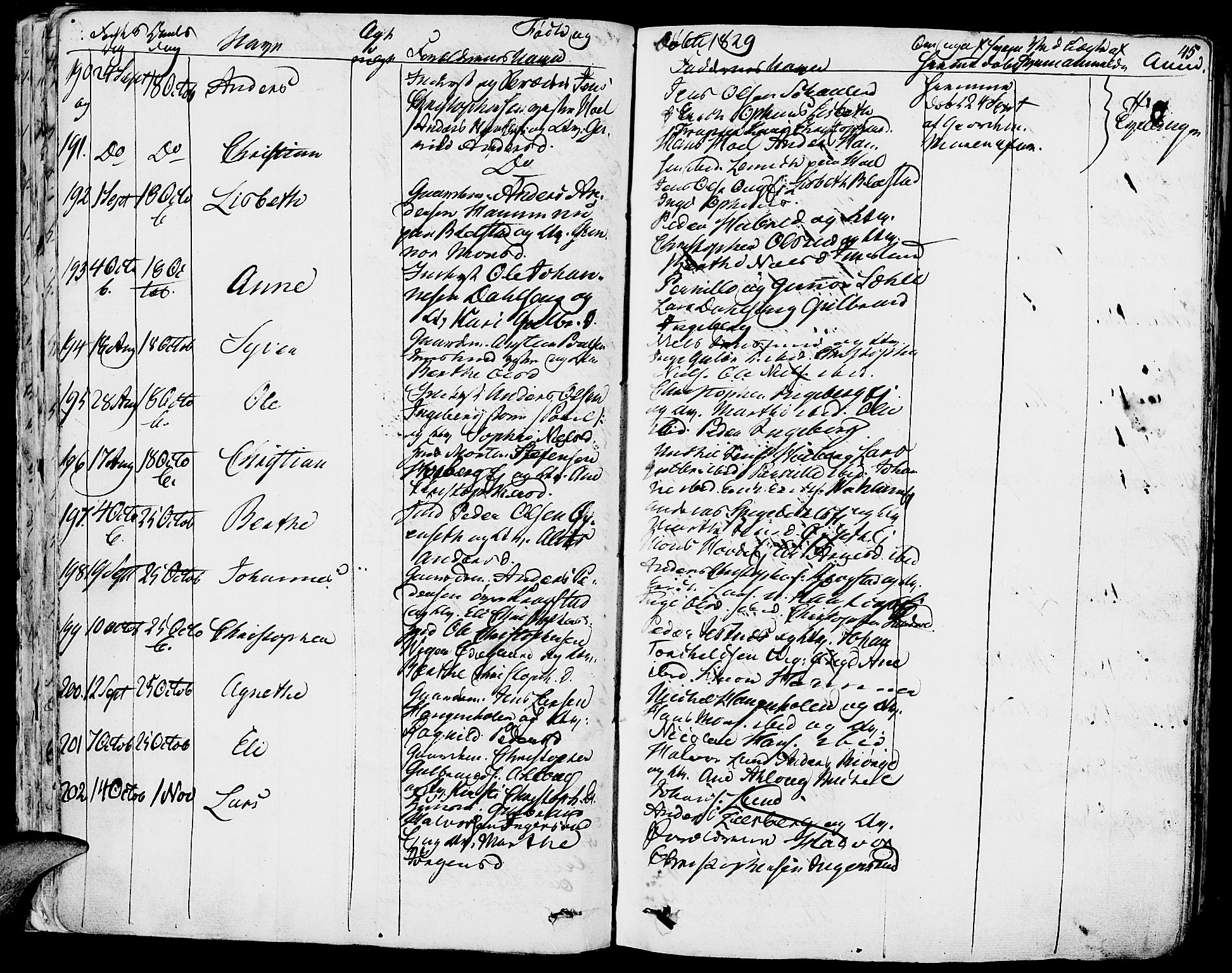 Vang prestekontor, Hedmark, AV/SAH-PREST-008/H/Ha/Haa/L0009: Parish register (official) no. 9, 1826-1841, p. 45