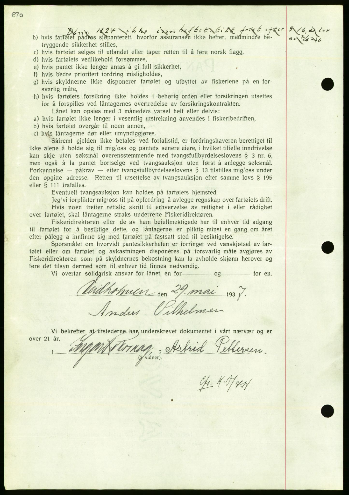 Nordmøre sorenskriveri, AV/SAT-A-4132/1/2/2Ca/L0091: Mortgage book no. B81, 1937-1937, Diary no: : 1821/1937