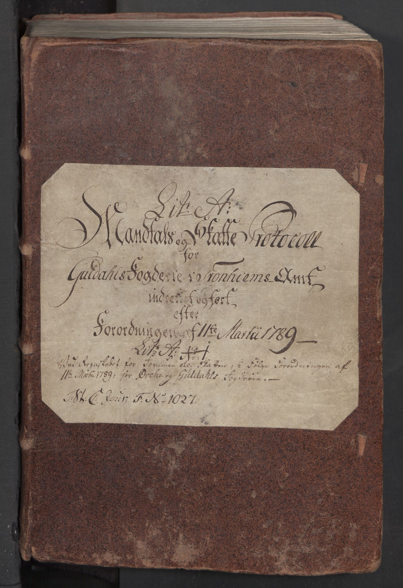 Rentekammeret inntil 1814, Reviderte regnskaper, Mindre regnskaper, RA/EA-4068/Rf/Rfe/L0034: Orkdal og Gauldal fogderi, 1789, p. 3
