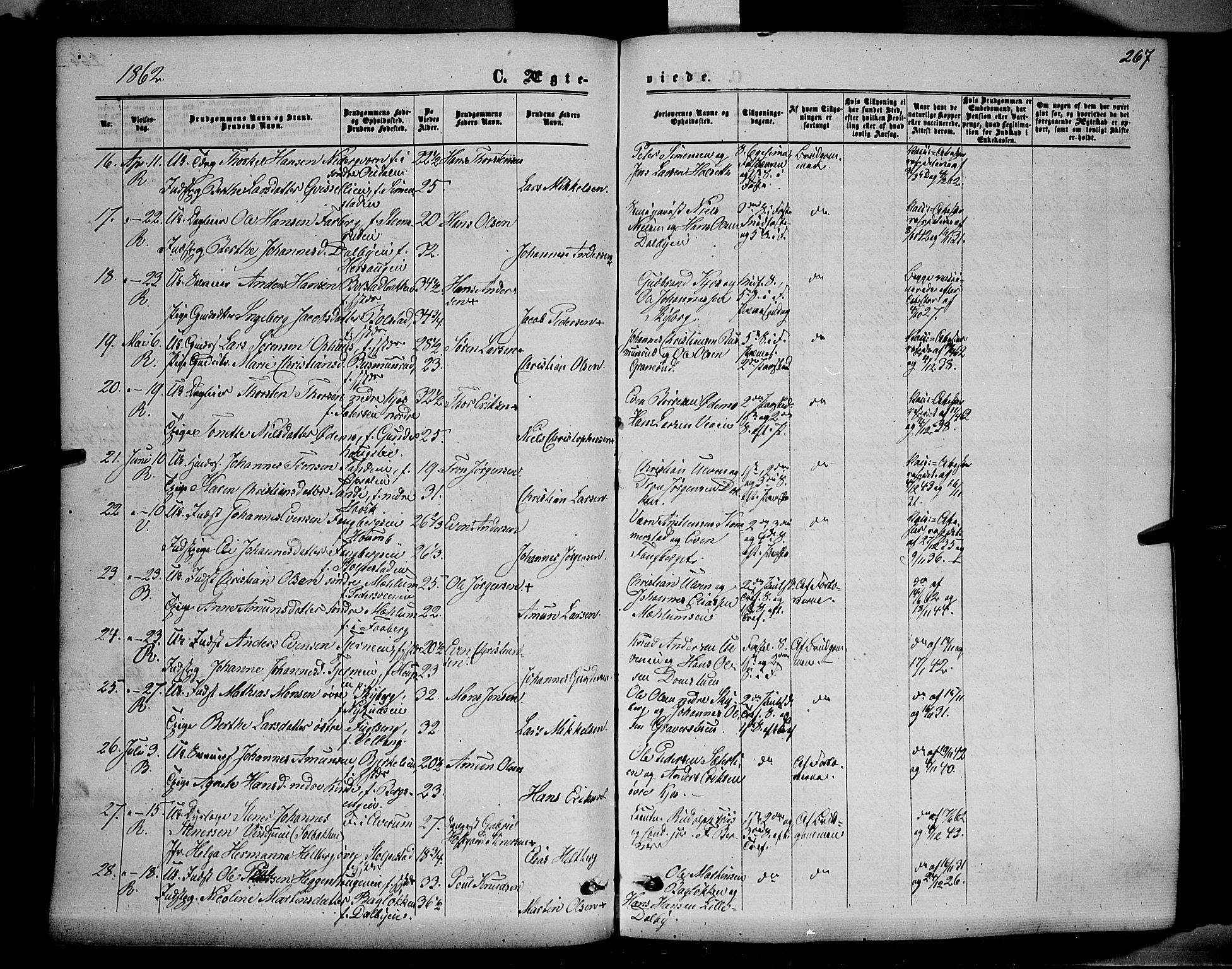 Ringsaker prestekontor, SAH/PREST-014/K/Ka/L0010: Parish register (official) no. 10, 1861-1869, p. 267