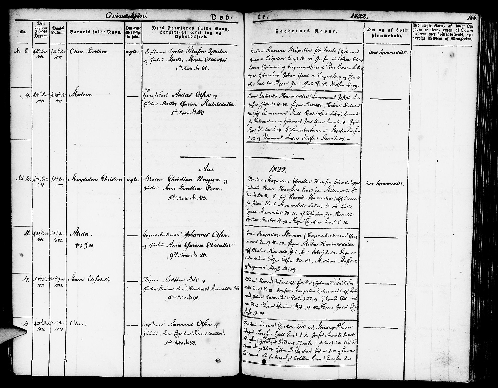 Nykirken Sokneprestembete, AV/SAB-A-77101/H/Haa/L0012: Parish register (official) no. A 12, 1821-1844, p. 166