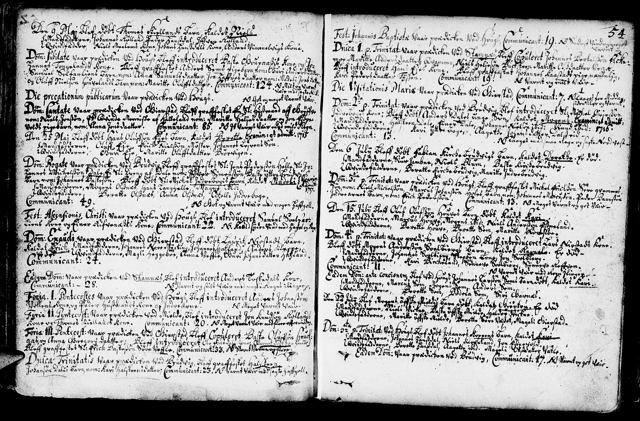 Haus sokneprestembete, AV/SAB-A-75601/H/Haa: Parish register (official) no. A 1, 1691-1712, p. 54