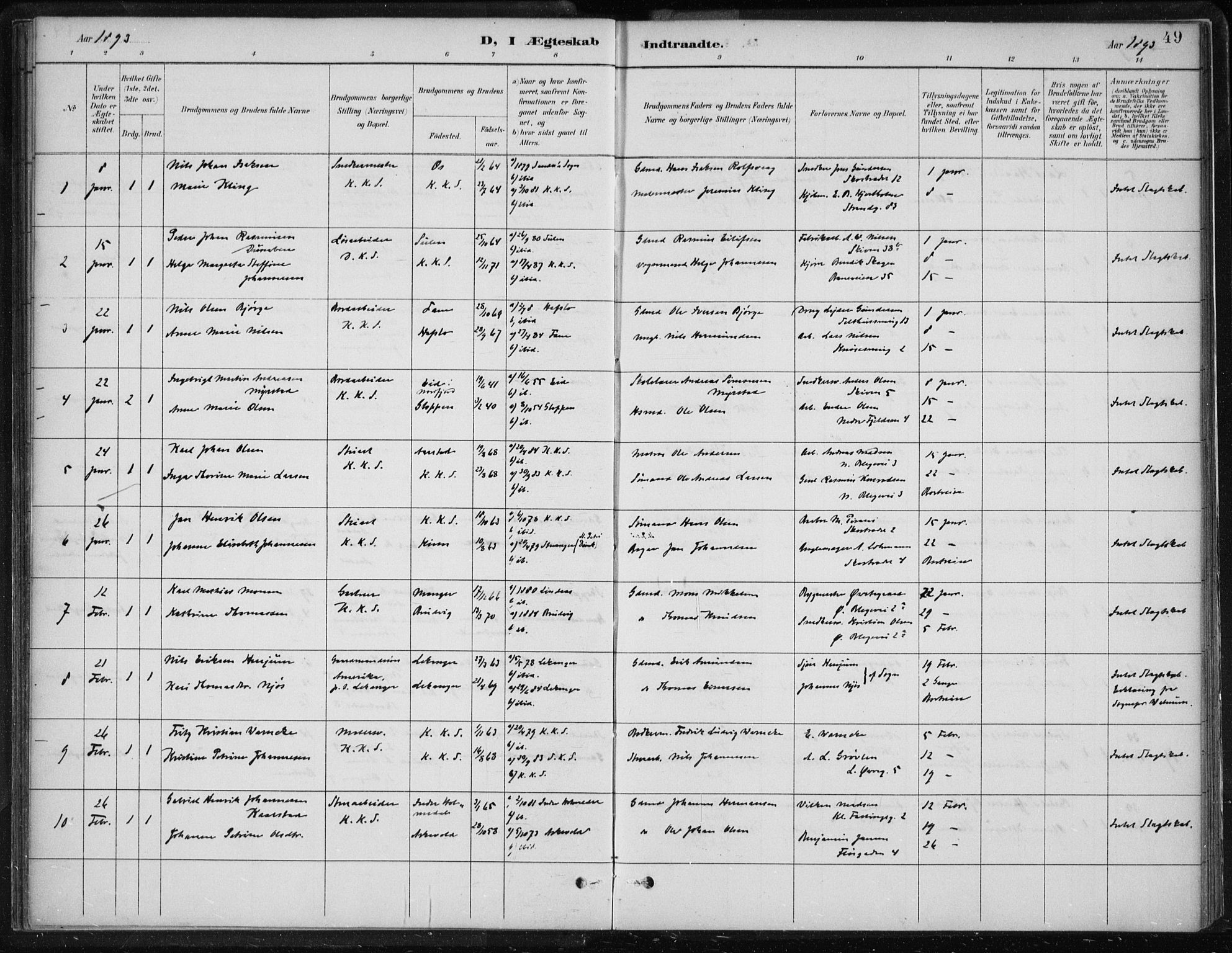 Korskirken sokneprestembete, SAB/A-76101/H/Hab: Parish register (copy) no. D 3, 1887-1906, p. 49