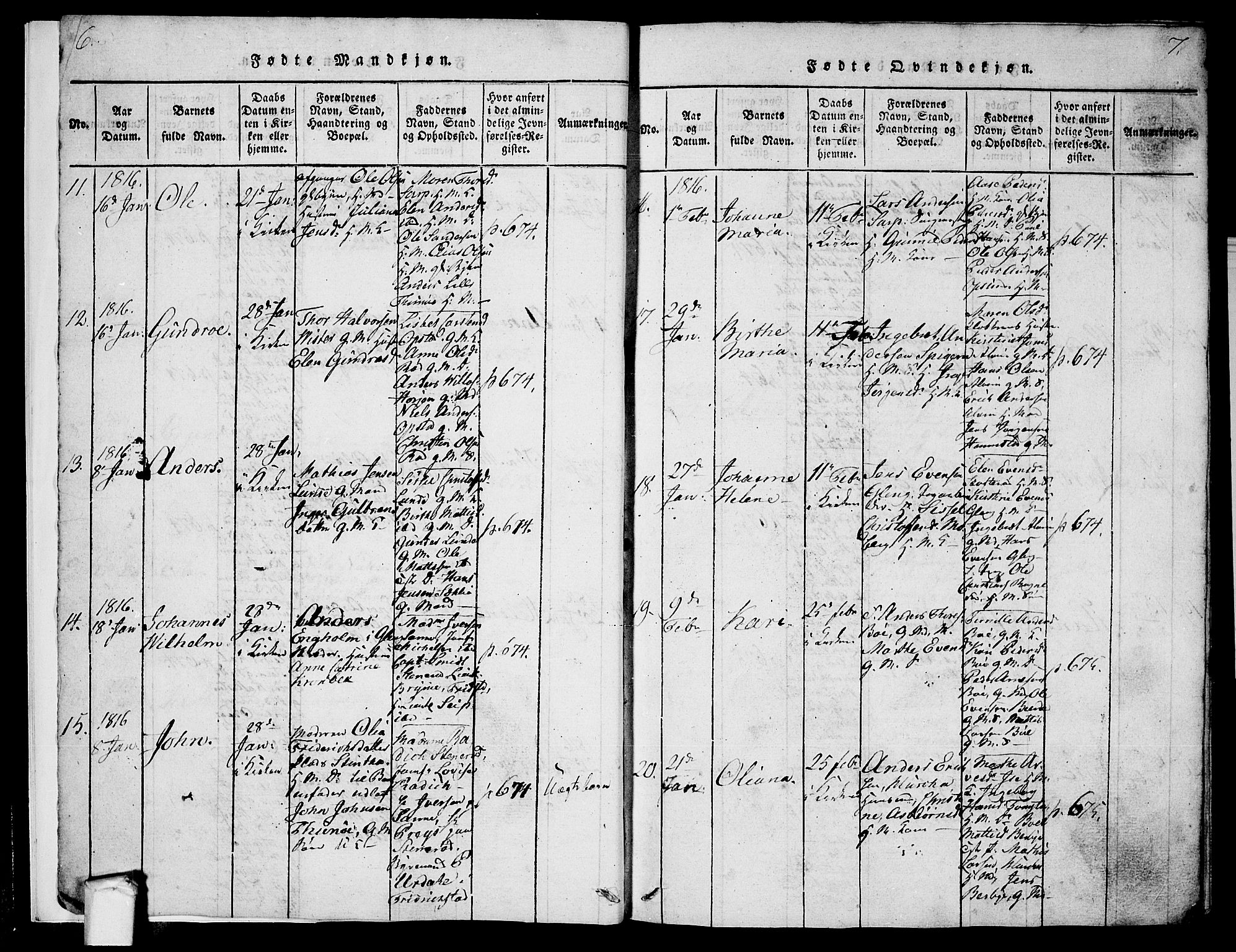 Tune prestekontor Kirkebøker, AV/SAO-A-2007/F/Fa/L0005: Parish register (official) no. 5, 1815-1823, p. 6-7