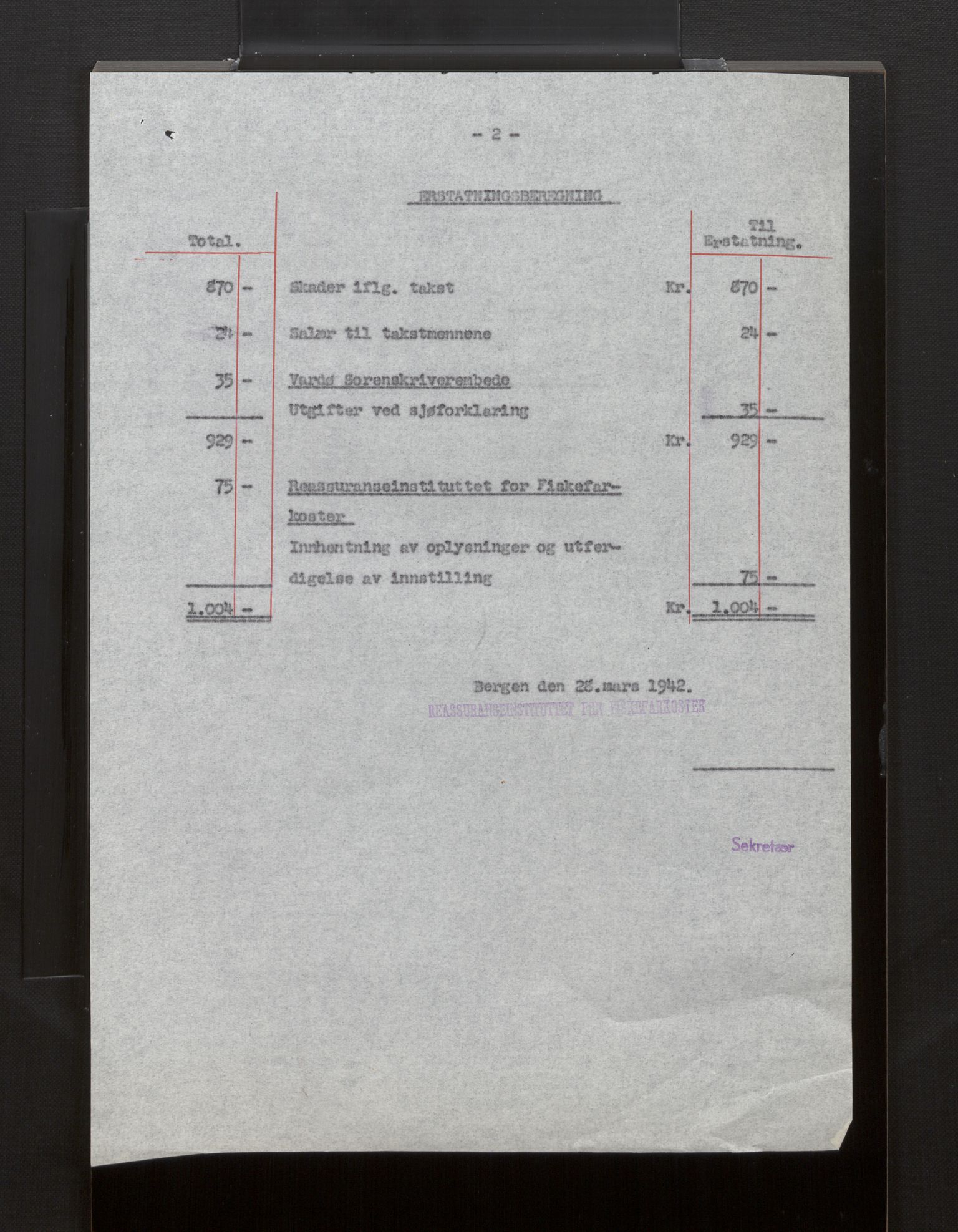 Fiskeridirektoratet - 1 Adm. ledelse - 13 Båtkontoret, AV/SAB-A-2003/La/L0008: Statens krigsforsikring for fiskeflåten, 1936-1971, p. 145