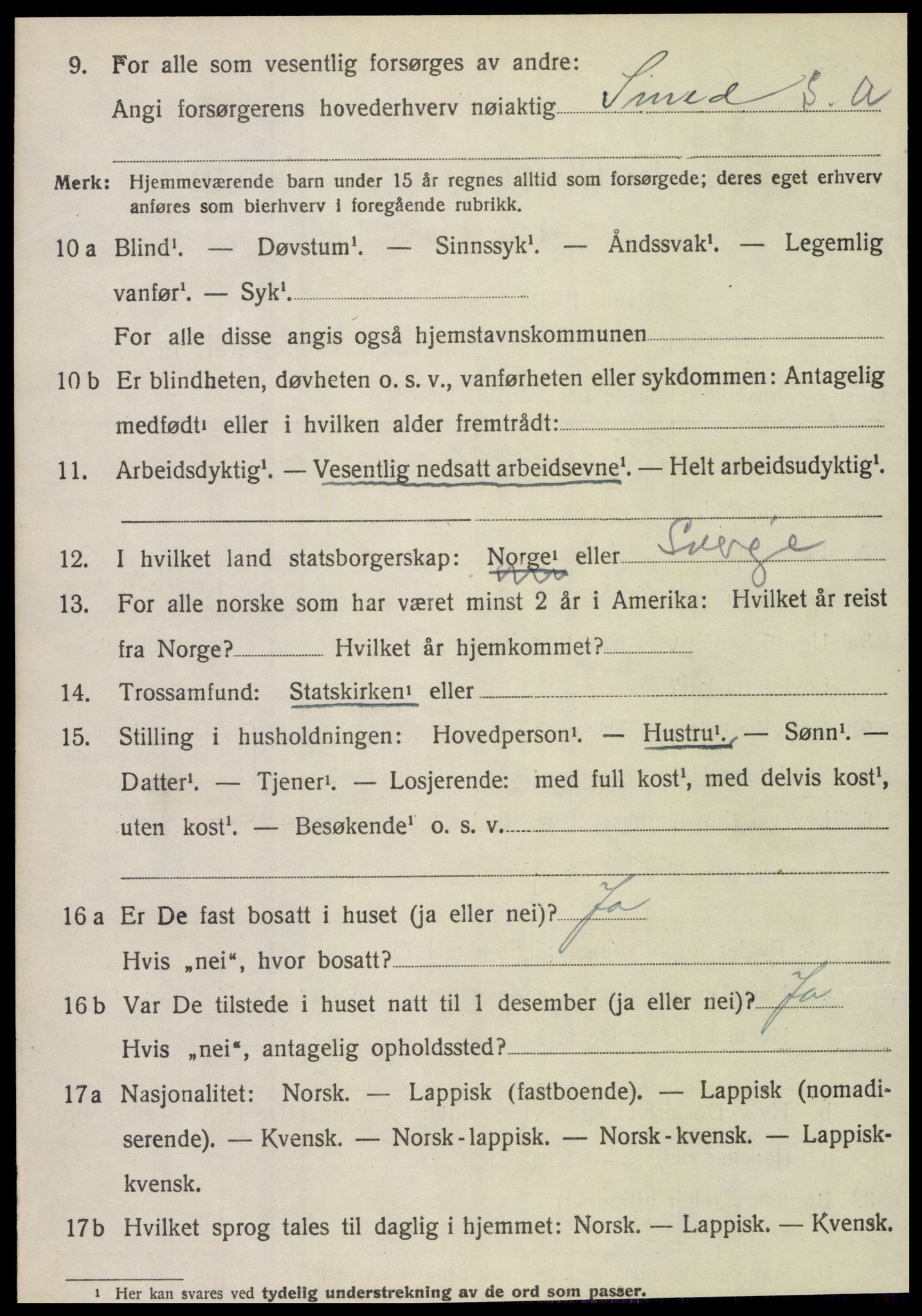 SAT, 1920 census for Fauske, 1920, p. 10825