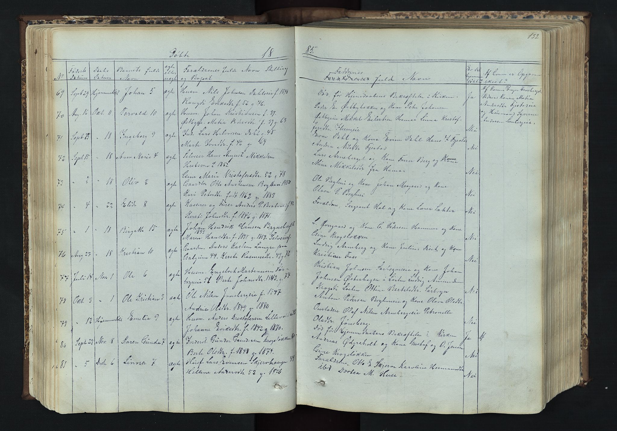 Romedal prestekontor, AV/SAH-PREST-004/L/L0011: Parish register (copy) no. 11, 1867-1895, p. 132