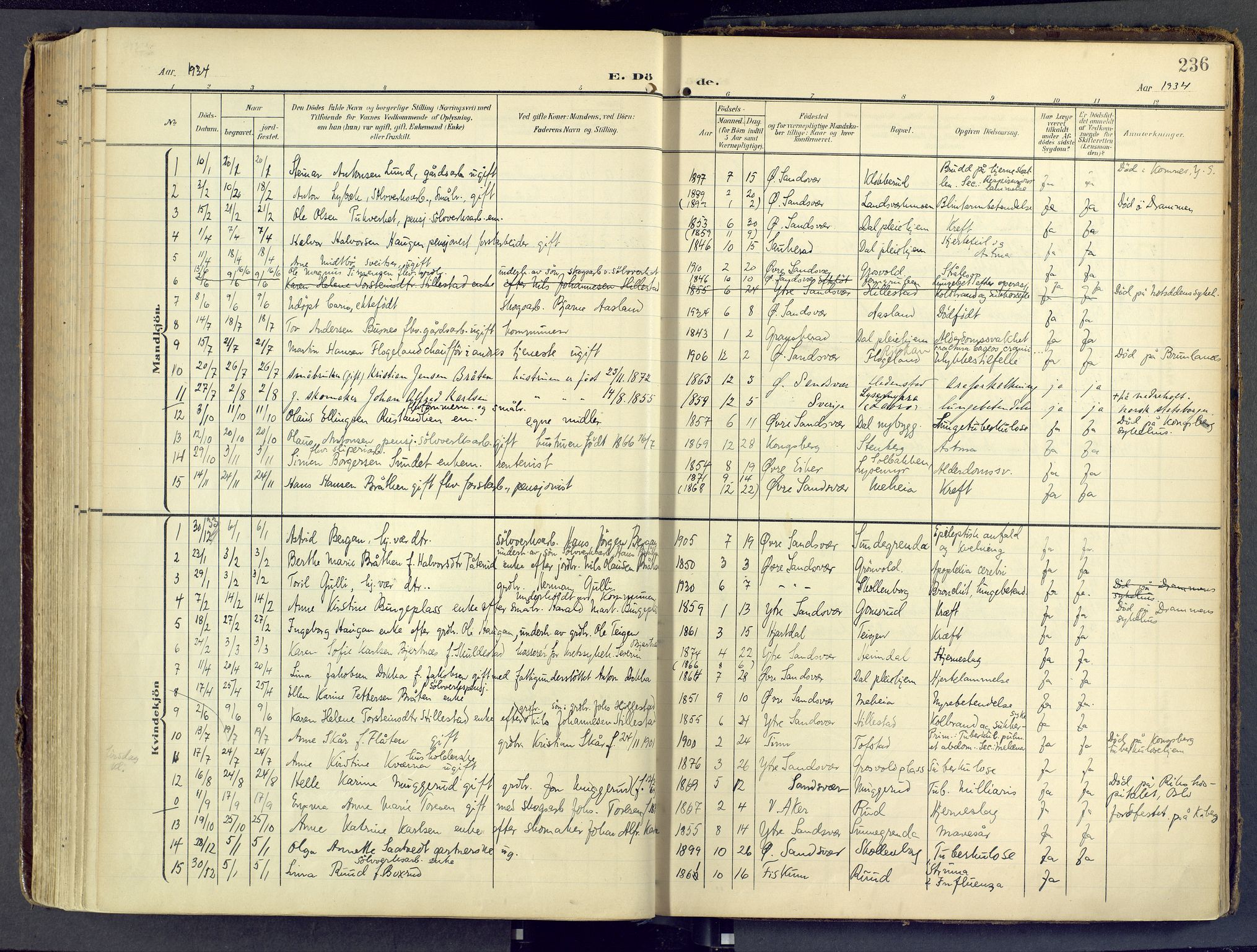 Sandsvær kirkebøker, AV/SAKO-A-244/F/Fd/L0002: Parish register (official) no. IV 2, 1906-1943, p. 236