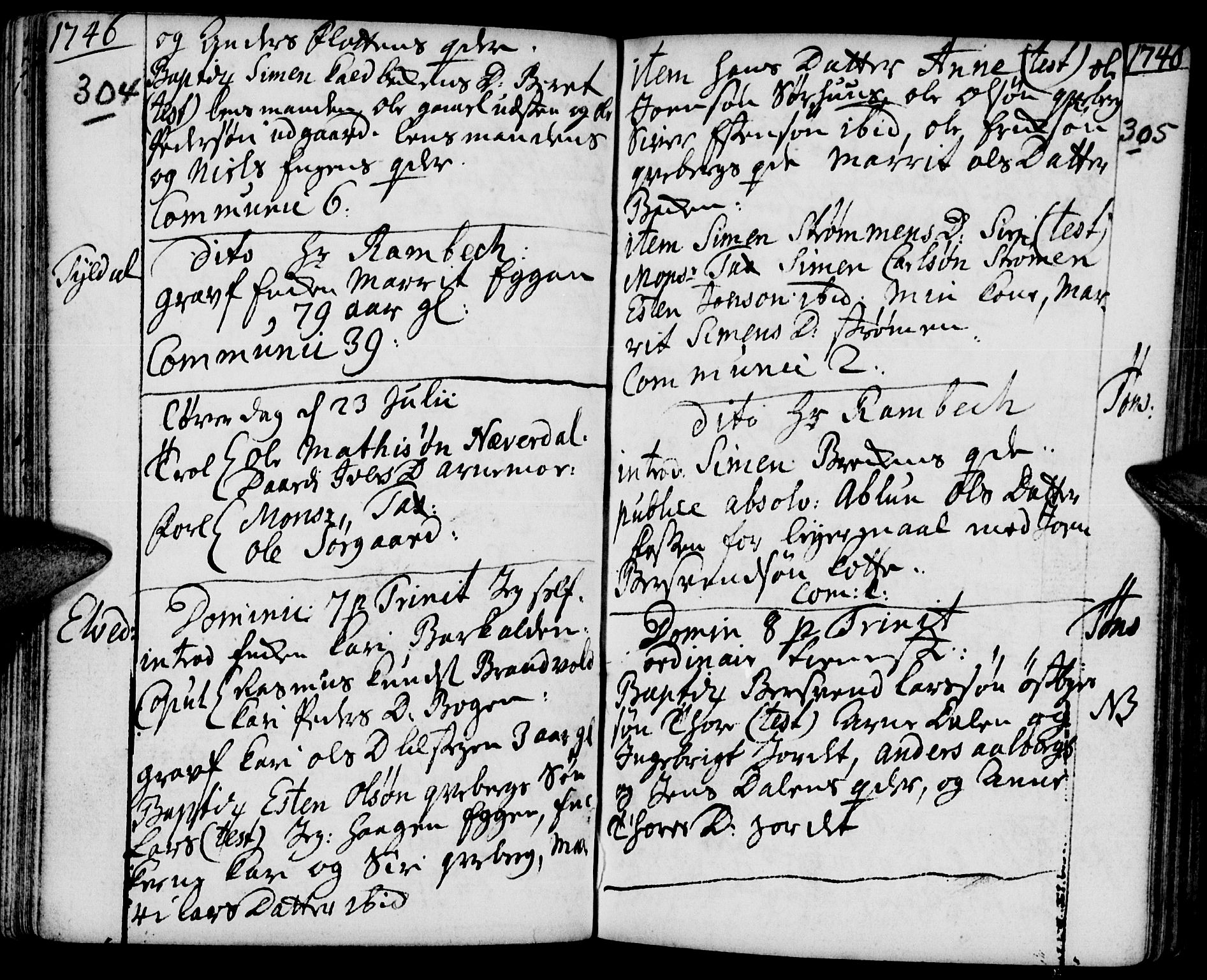 Tynset prestekontor, SAH/PREST-058/H/Ha/Haa/L0002: Parish register (official) no. 2, 1737-1767, p. 304-305