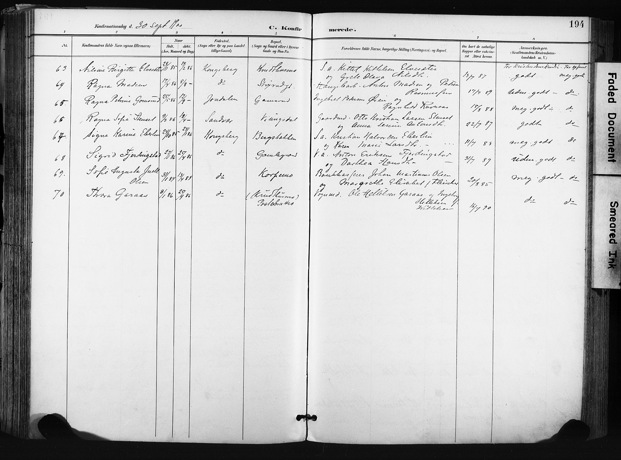 Kongsberg kirkebøker, AV/SAKO-A-22/F/Fb/L0003: Parish register (official) no. II 3, 1896-1905, p. 194