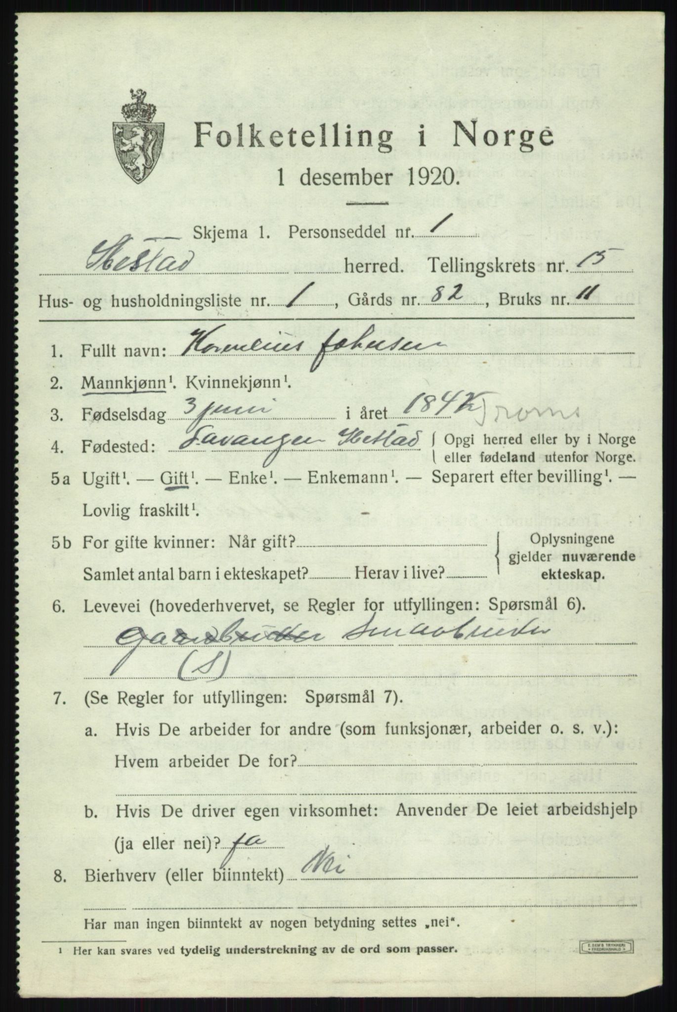 SATØ, 1920 census for Ibestad, 1920, p. 7688