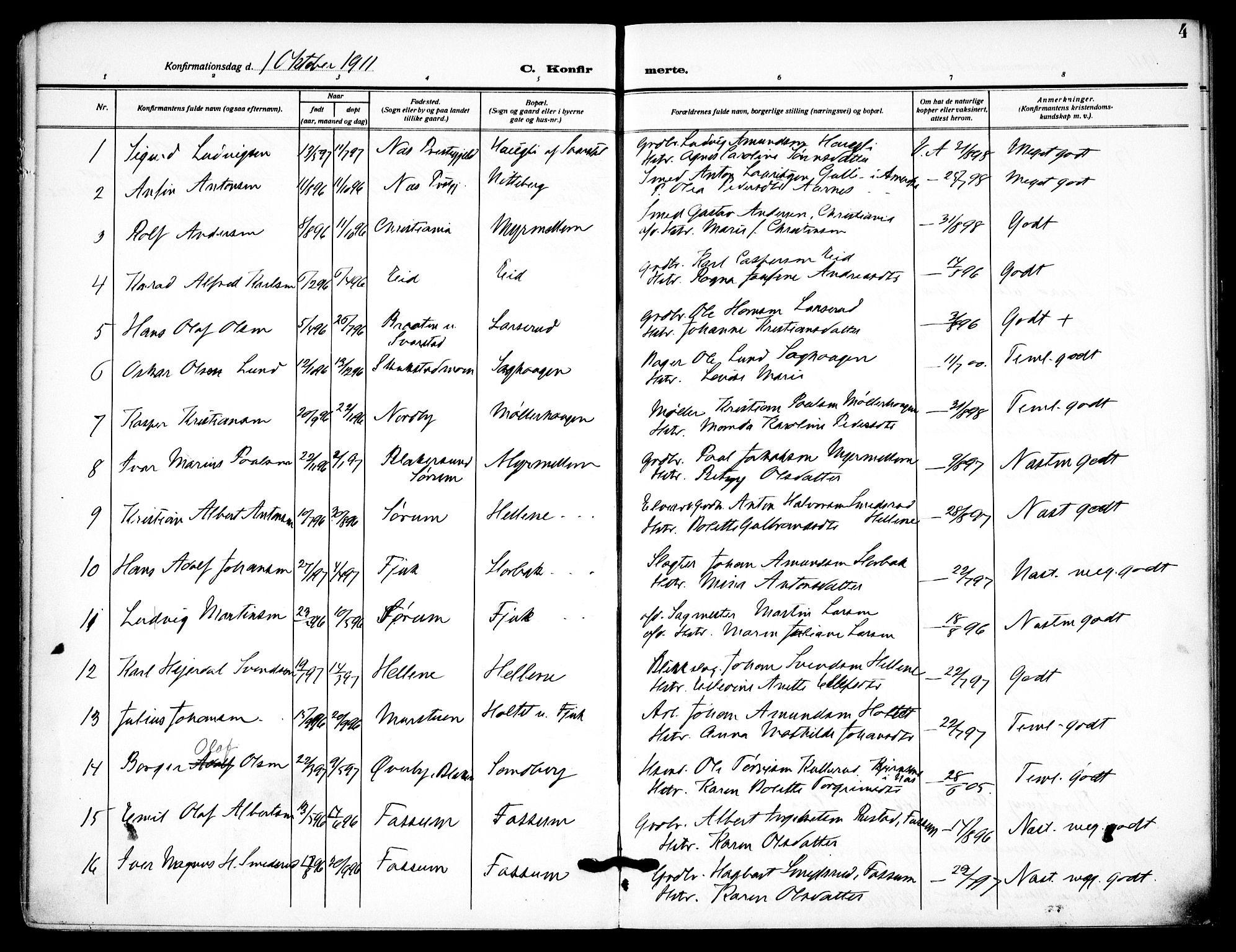 Aurskog prestekontor Kirkebøker, SAO/A-10304a/F/Fb/L0003: Parish register (official) no. II 3, 1909-1919, p. 4
