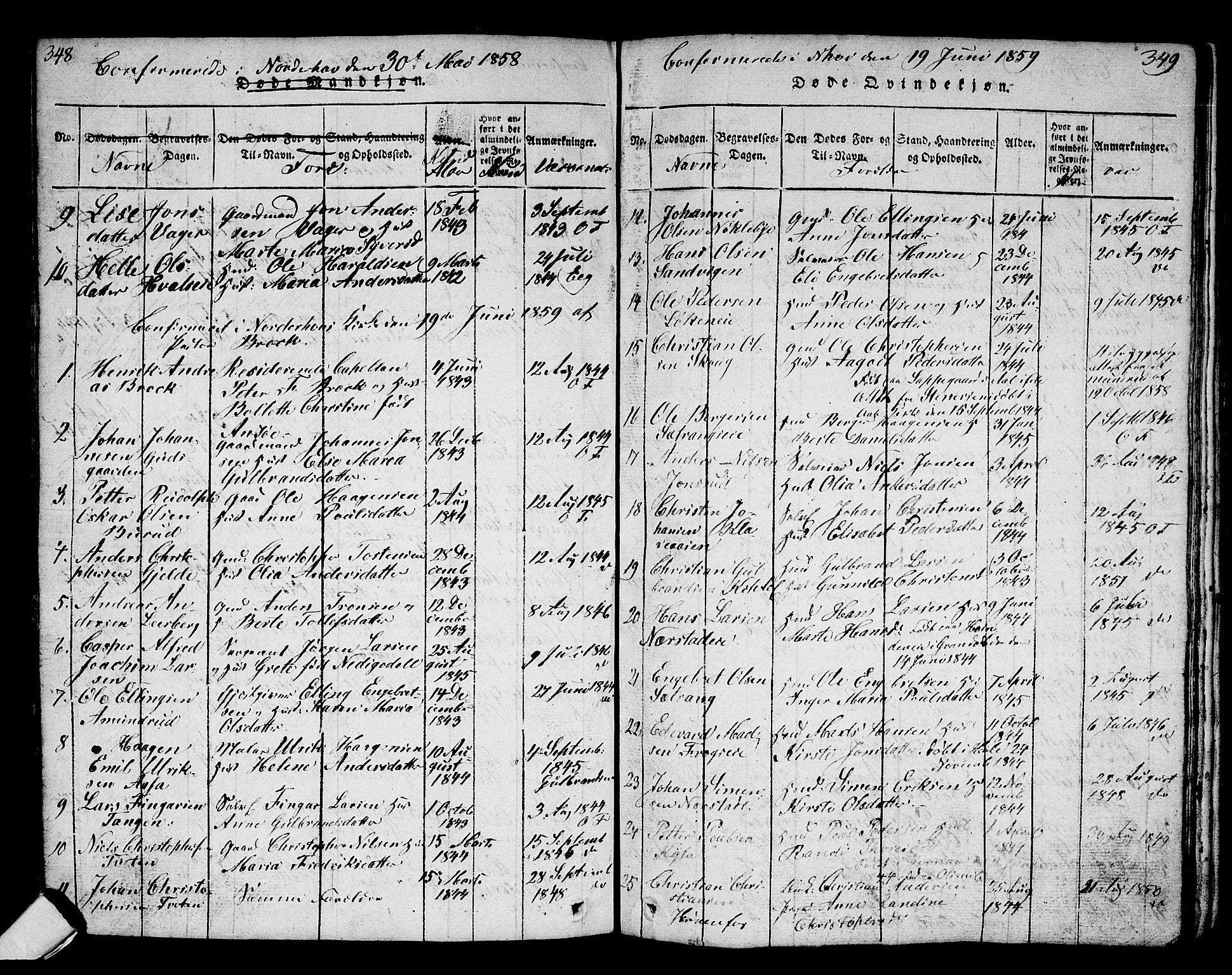 Norderhov kirkebøker, AV/SAKO-A-237/G/Ga/L0002: Parish register (copy) no. I 2, 1814-1867, p. 348-349